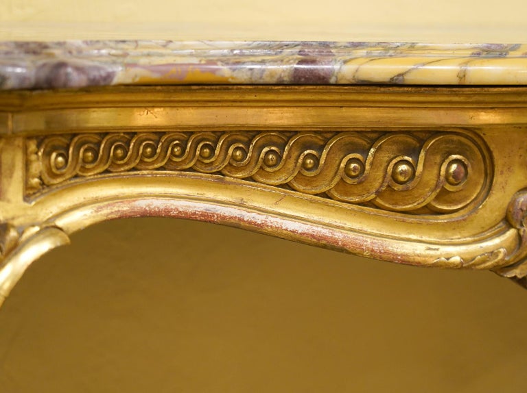 19th Century French Louis XV Style Carved Giltwood Marble-Top Console ...