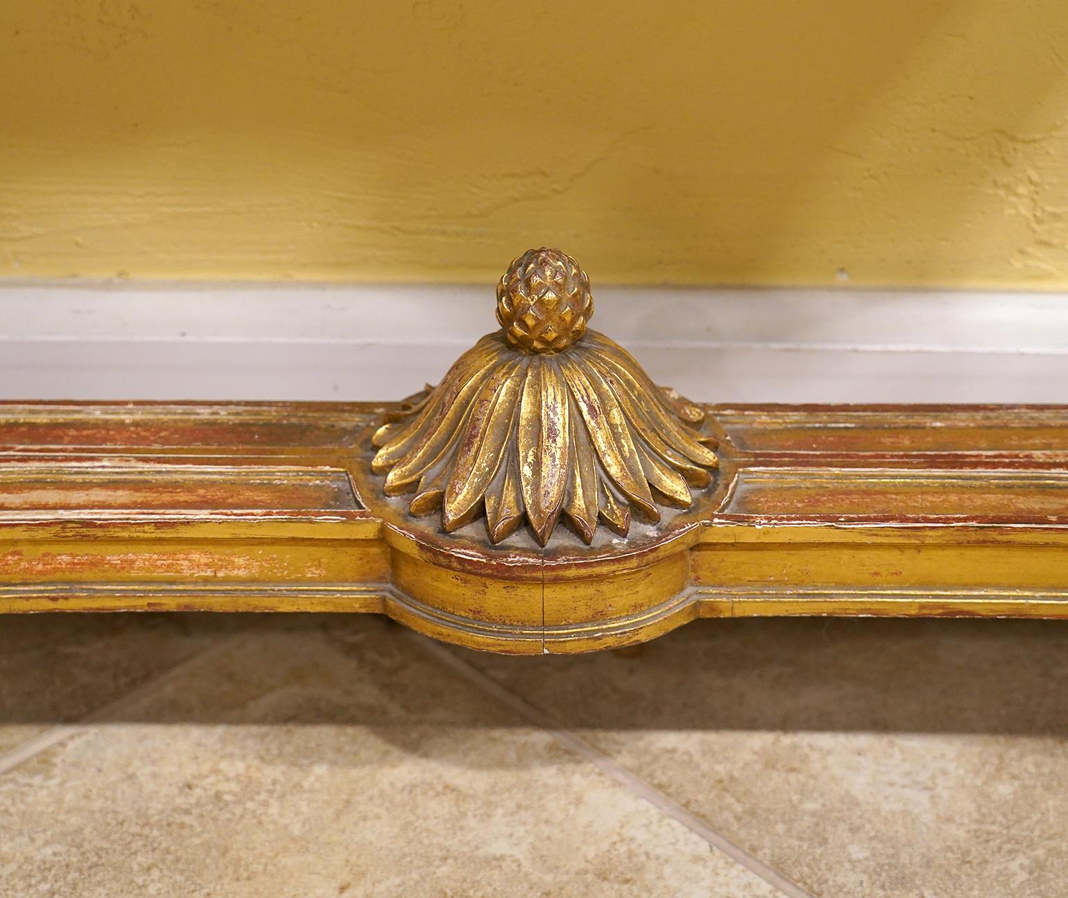 19th Century French Louis XV Style Carved Giltwood Marble-Top Console Table 5