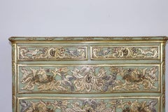 19th Century French Louis XV Style Carved Lacquered and Gilded Chest of Drawers