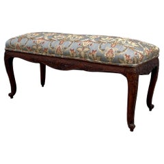 19th Century French Louis XV Style Carved Walnut Bench