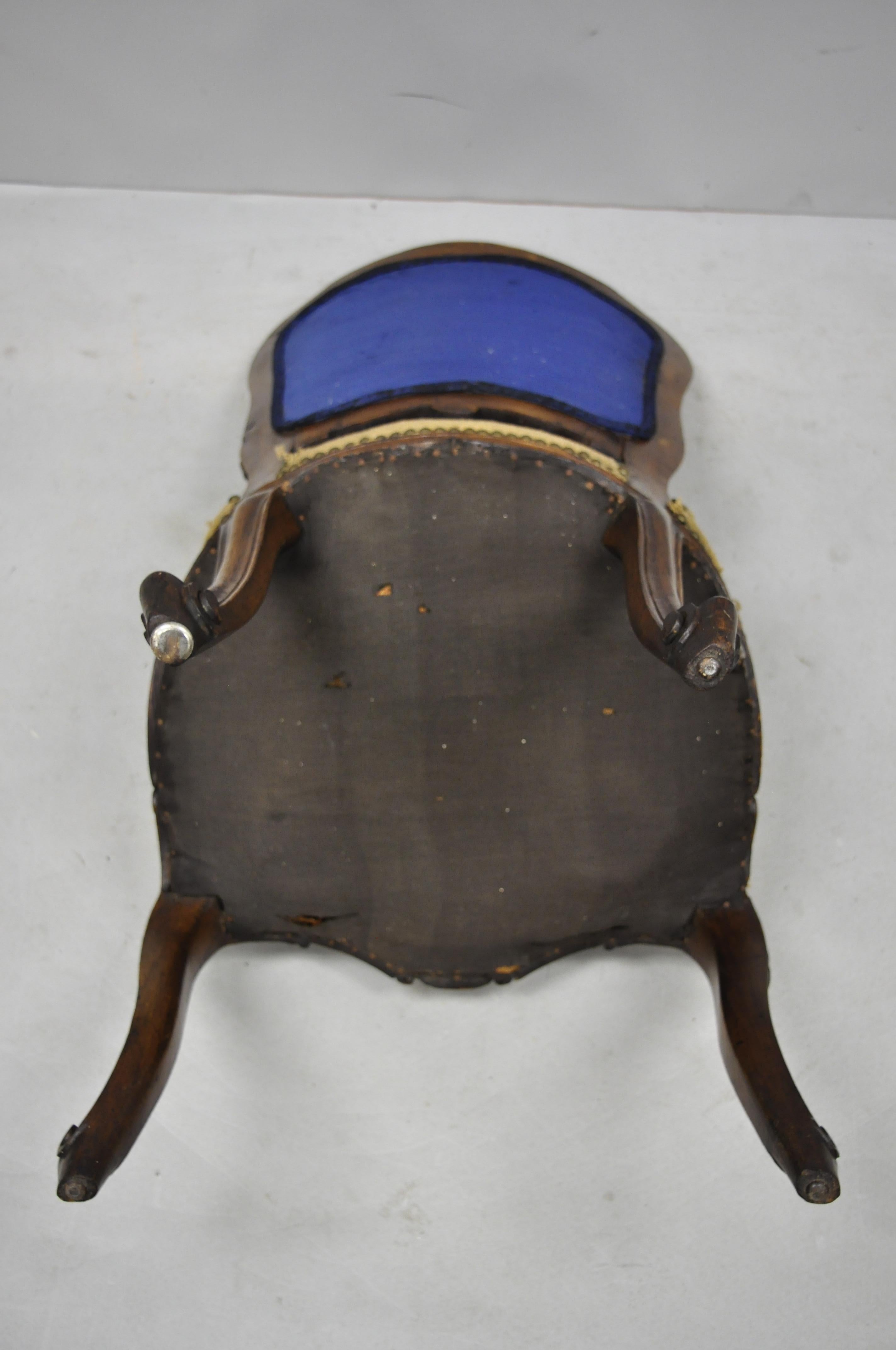 19th Century French Louis XV Style Carved Walnut Needlepoint Side Chair 7