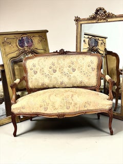 19th Century French Louis XV Style Carved Walnut Settee