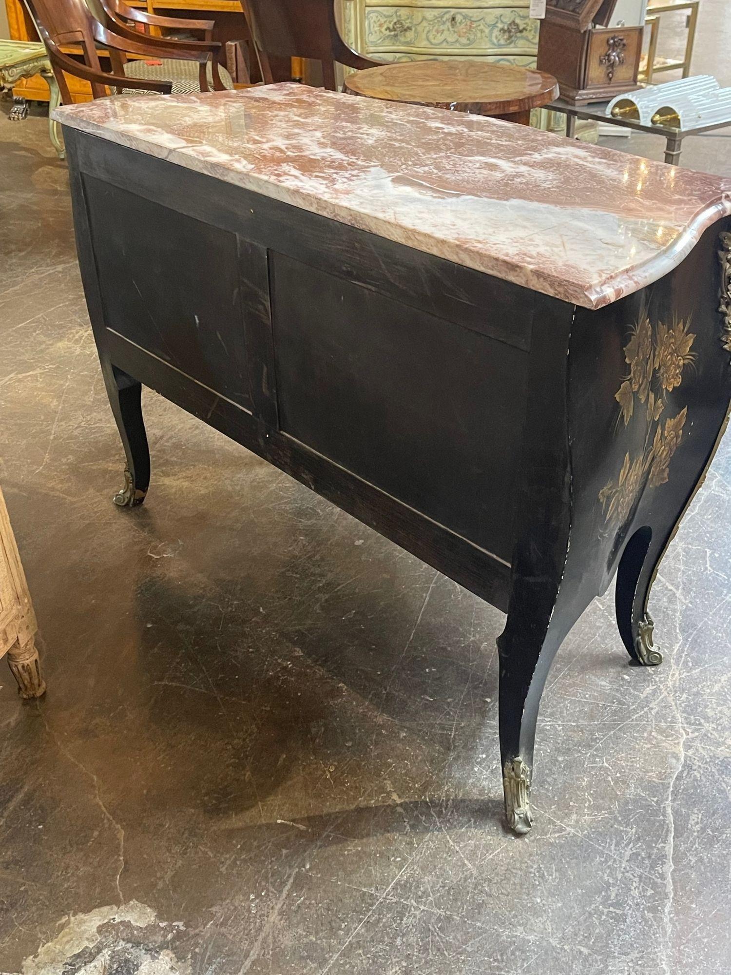 19th Century French Louis XV Style Chinoiserie Commode with Marble Top 6