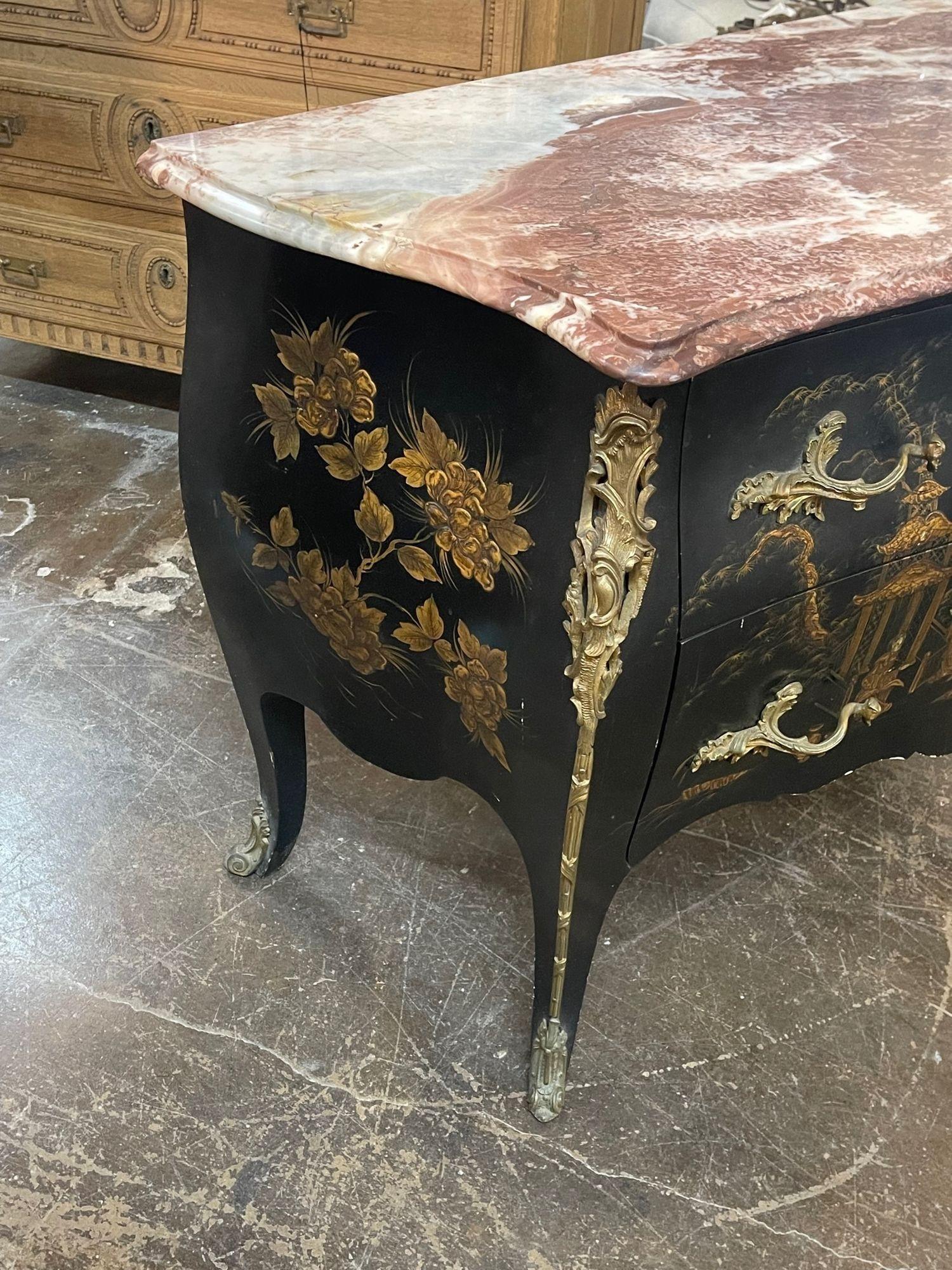 19th Century French Louis XV Style Chinoiserie Commode with Marble Top 5