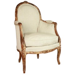 Bergère en cabriolet de style Louis XV du 19ème siècle français de style campagne