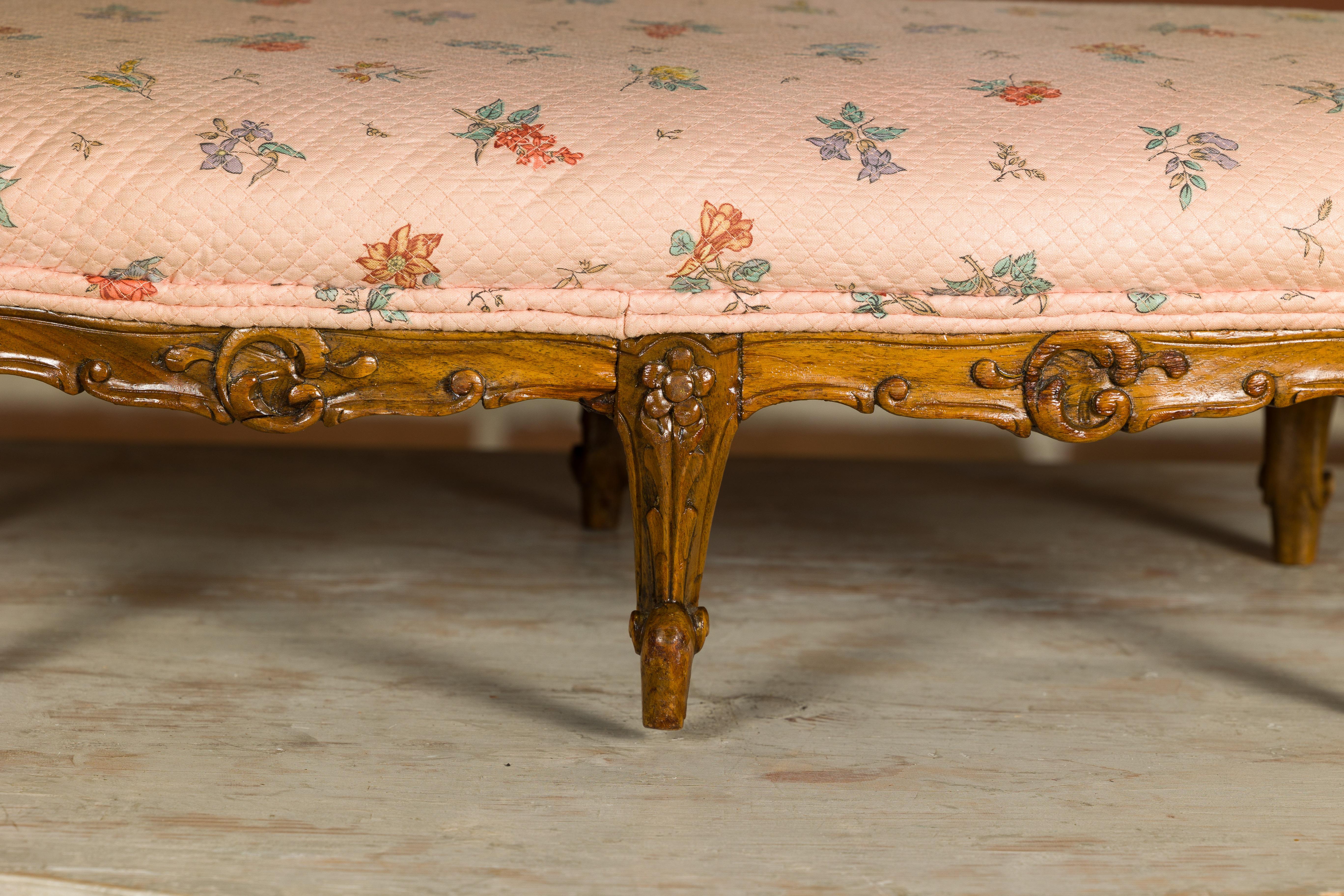 19th Century French Louis XV Style Footstool with Six Carved Cabriole Legs For Sale 6