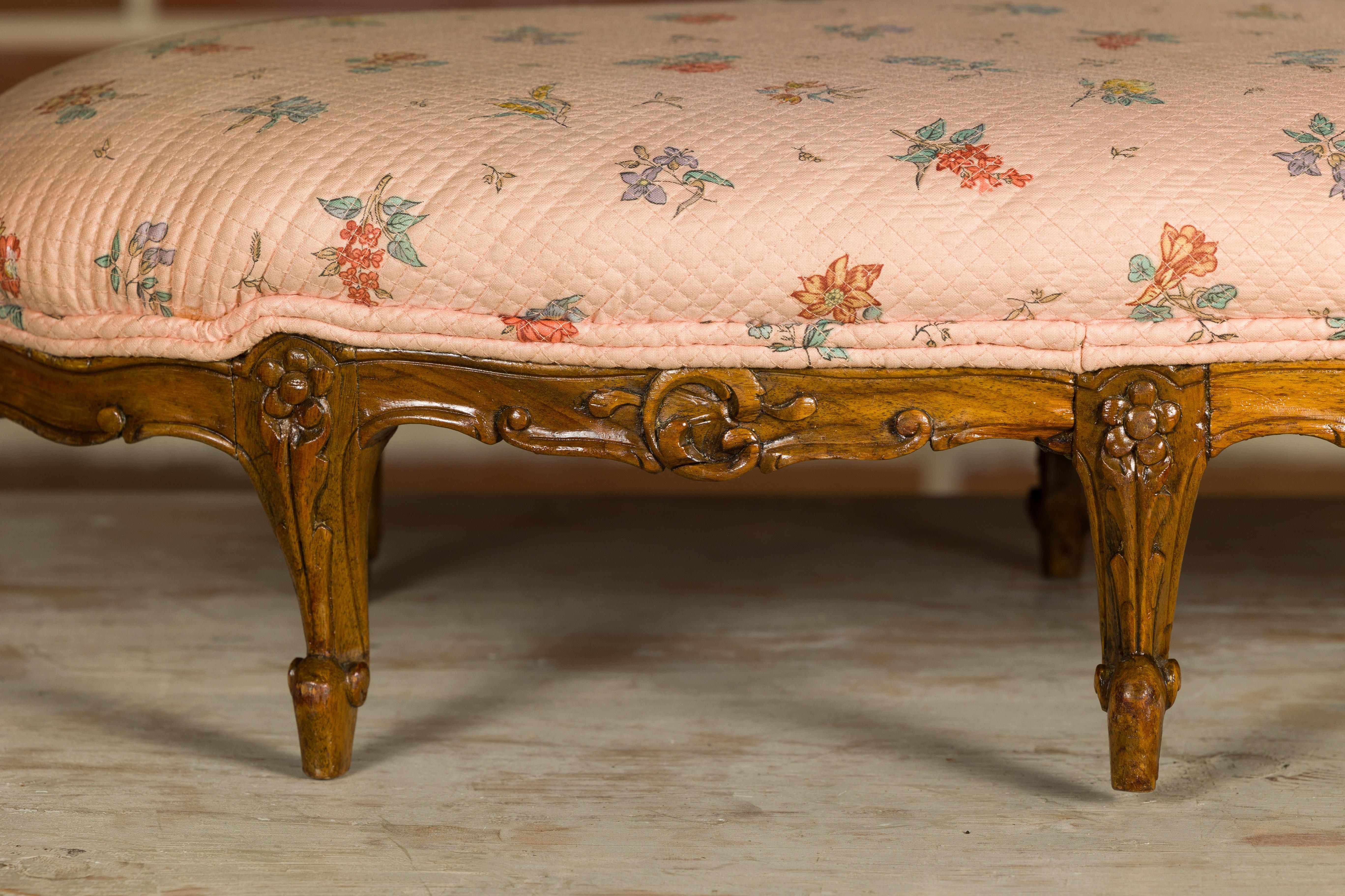19th Century French Louis XV Style Footstool with Six Carved Cabriole Legs For Sale 8