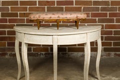 19th Century French Louis XV Style Footstool with Six Carved Cabriole Legs