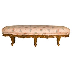 19th Century French Louis XV Style Footstool with Six Carved Cabriole Legs