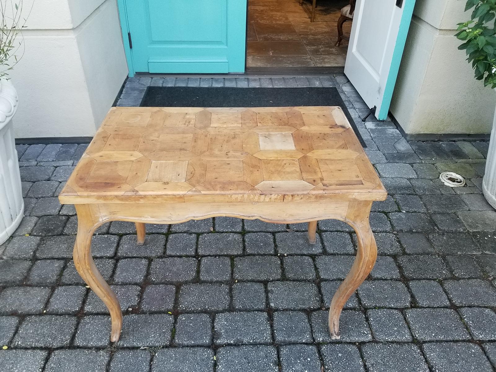 19th Century French Louis XV Style Fruitwood Parquetry Top Side Table In Good Condition In Atlanta, GA