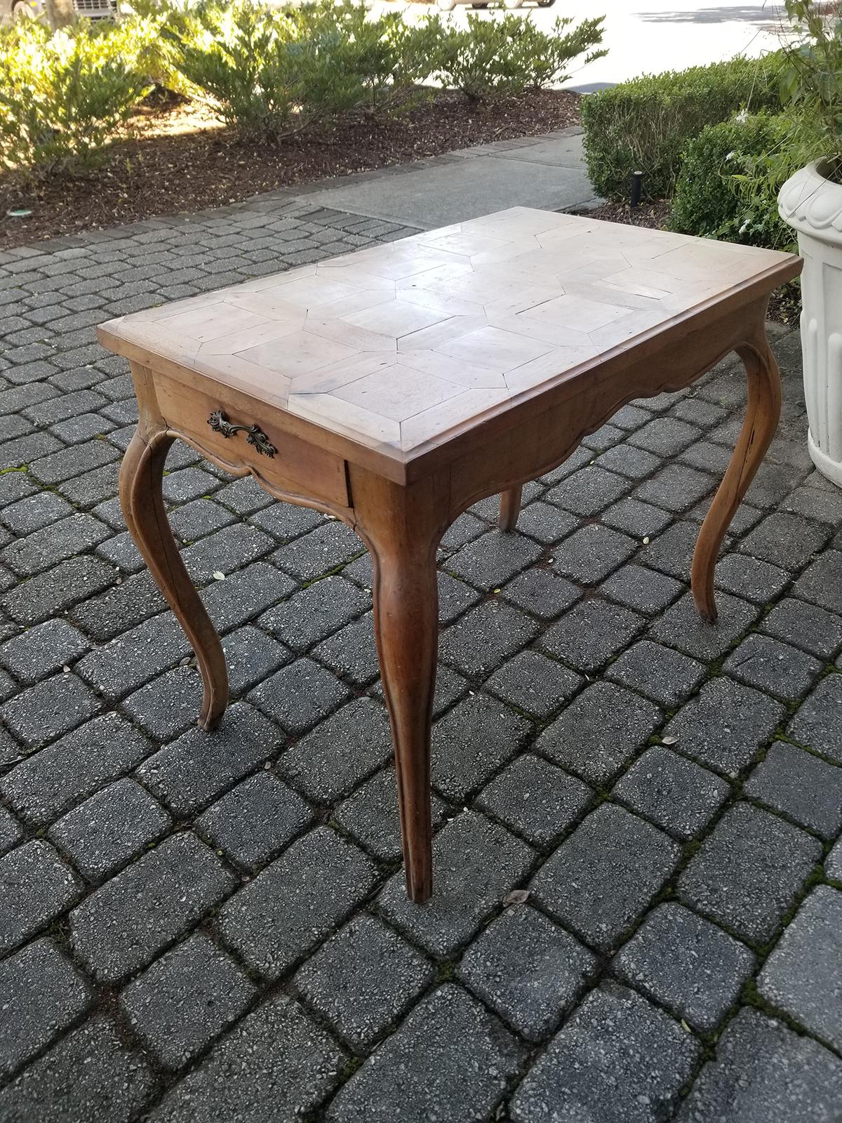 19th Century French Louis XV Style Fruitwood Parquetry Top Side Table 3