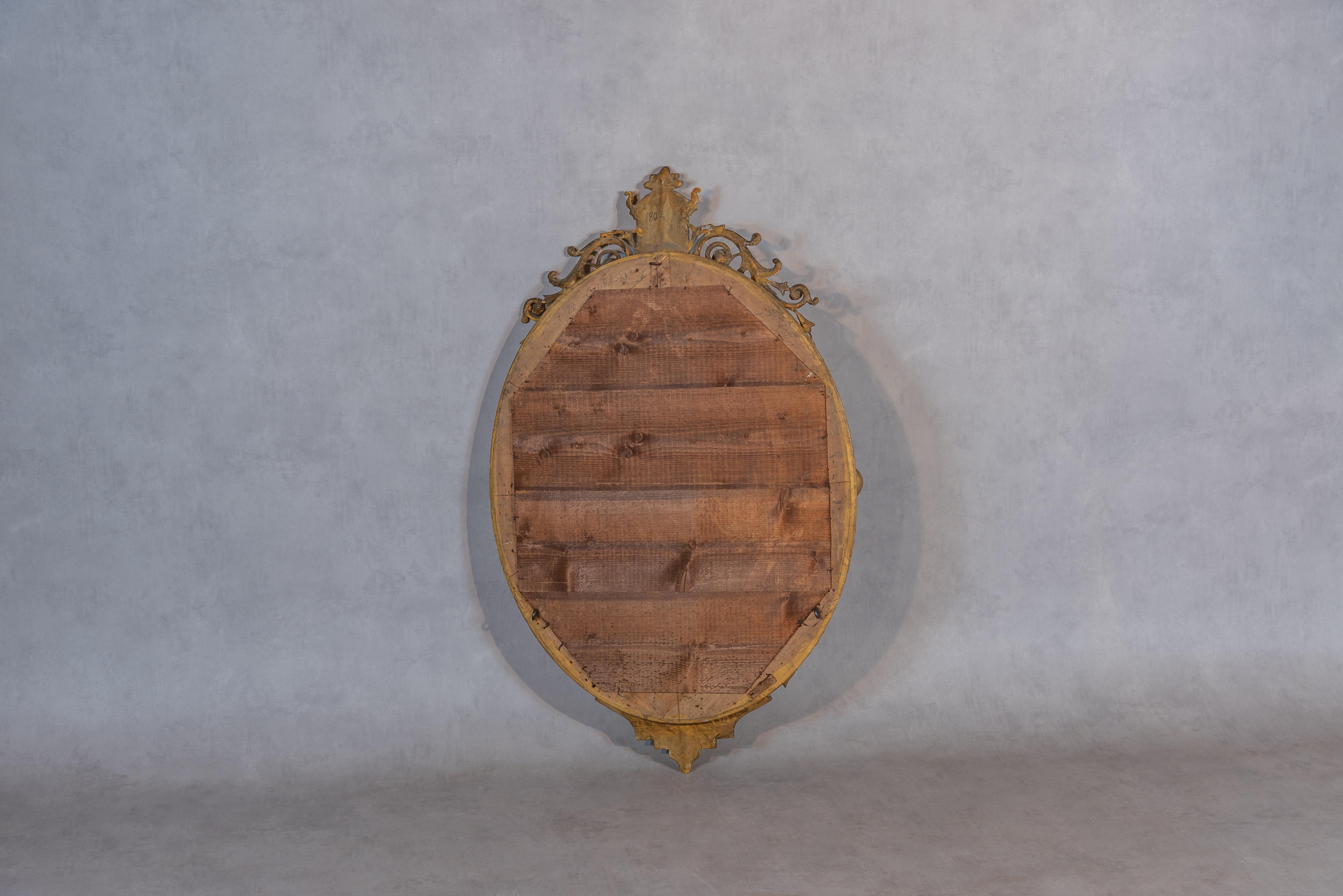 18th Century French Louis XV Period Gilded Gold Oval Mirror 4