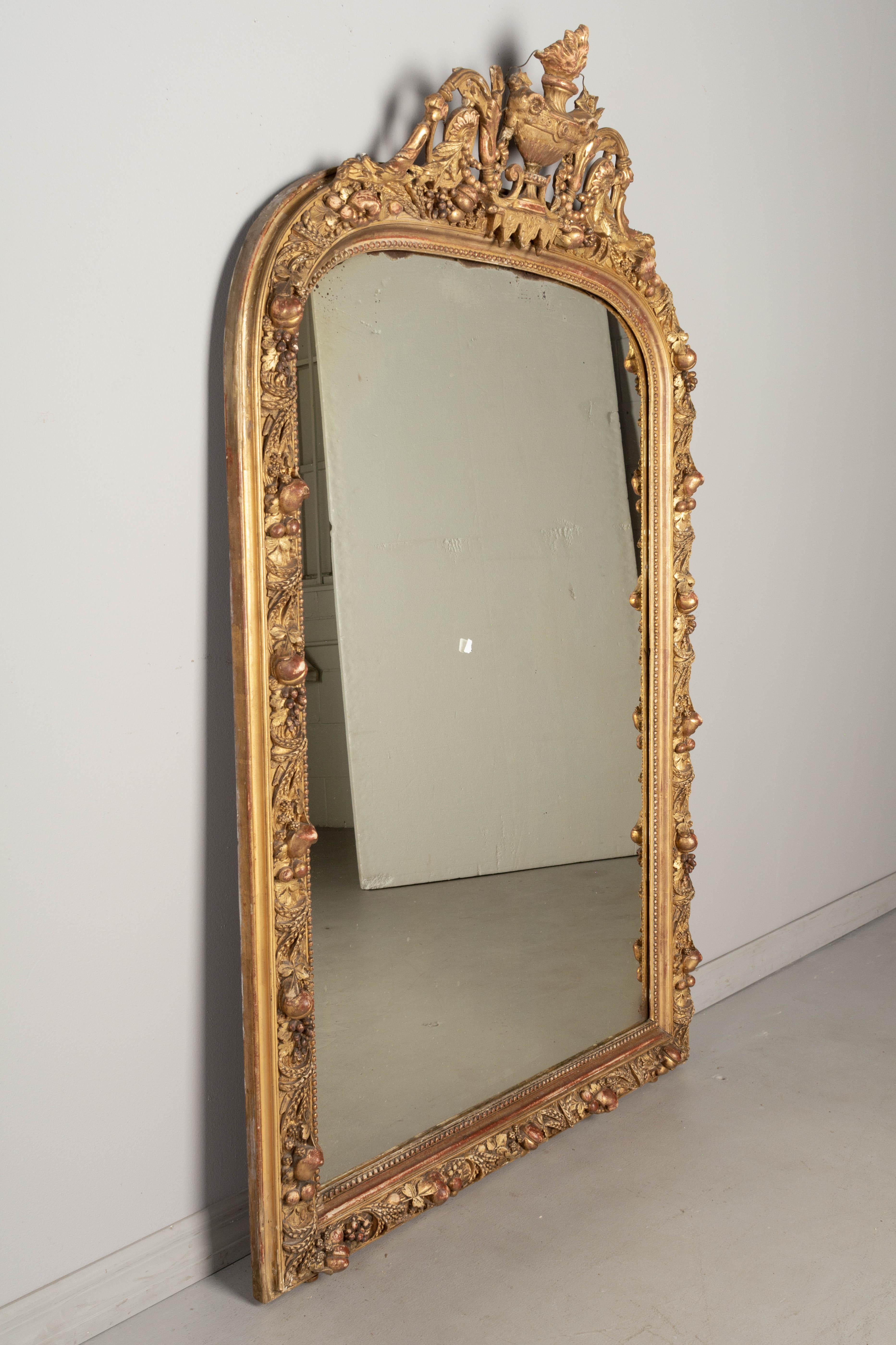 19th Century French Louis XV Style Gilded Mirror For Sale 6