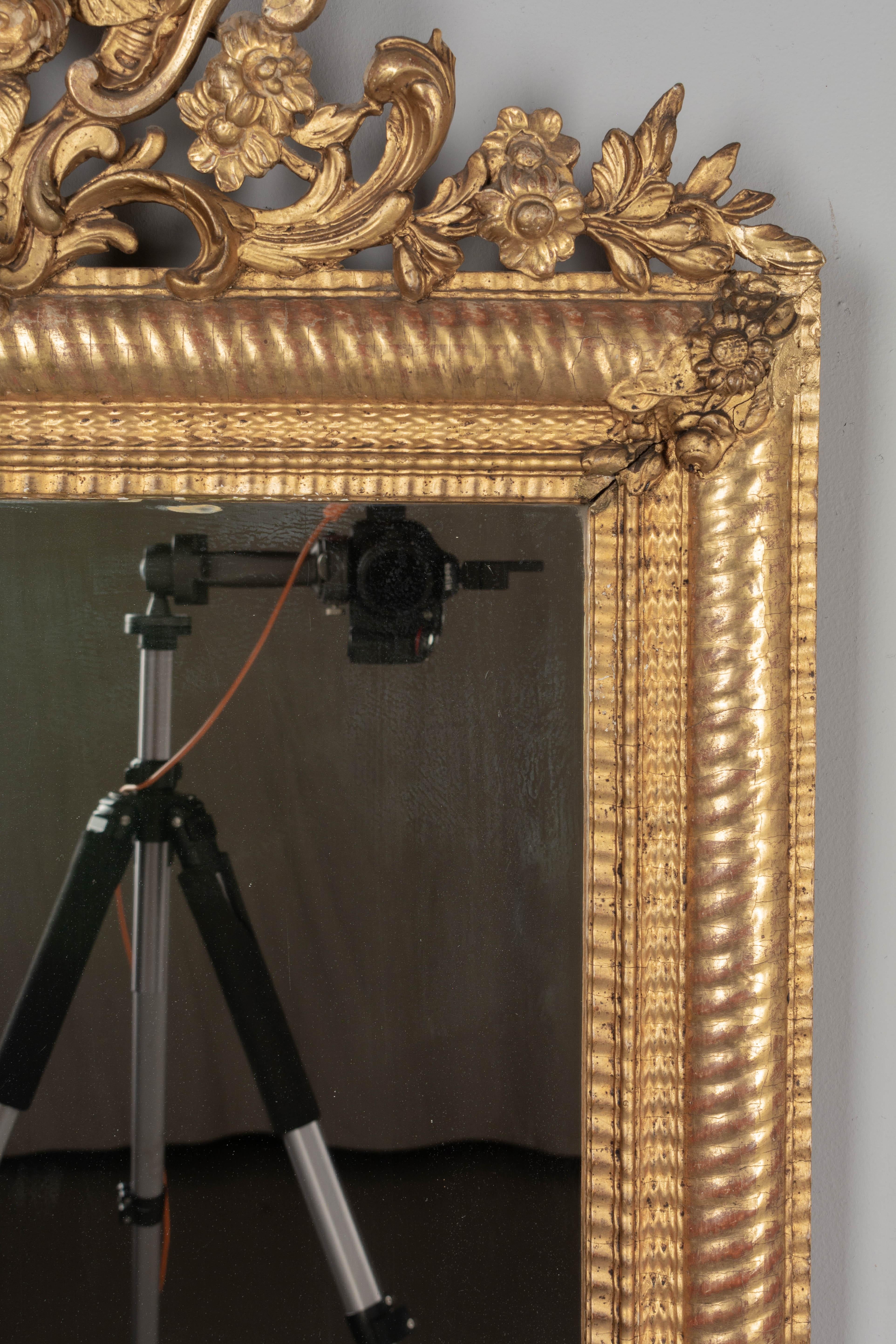 19th Century French Louis XV Style Gilded Mirror For Sale 1