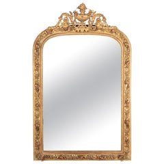 Specchio dorato francese del XIX secolo in stile Luigi XV