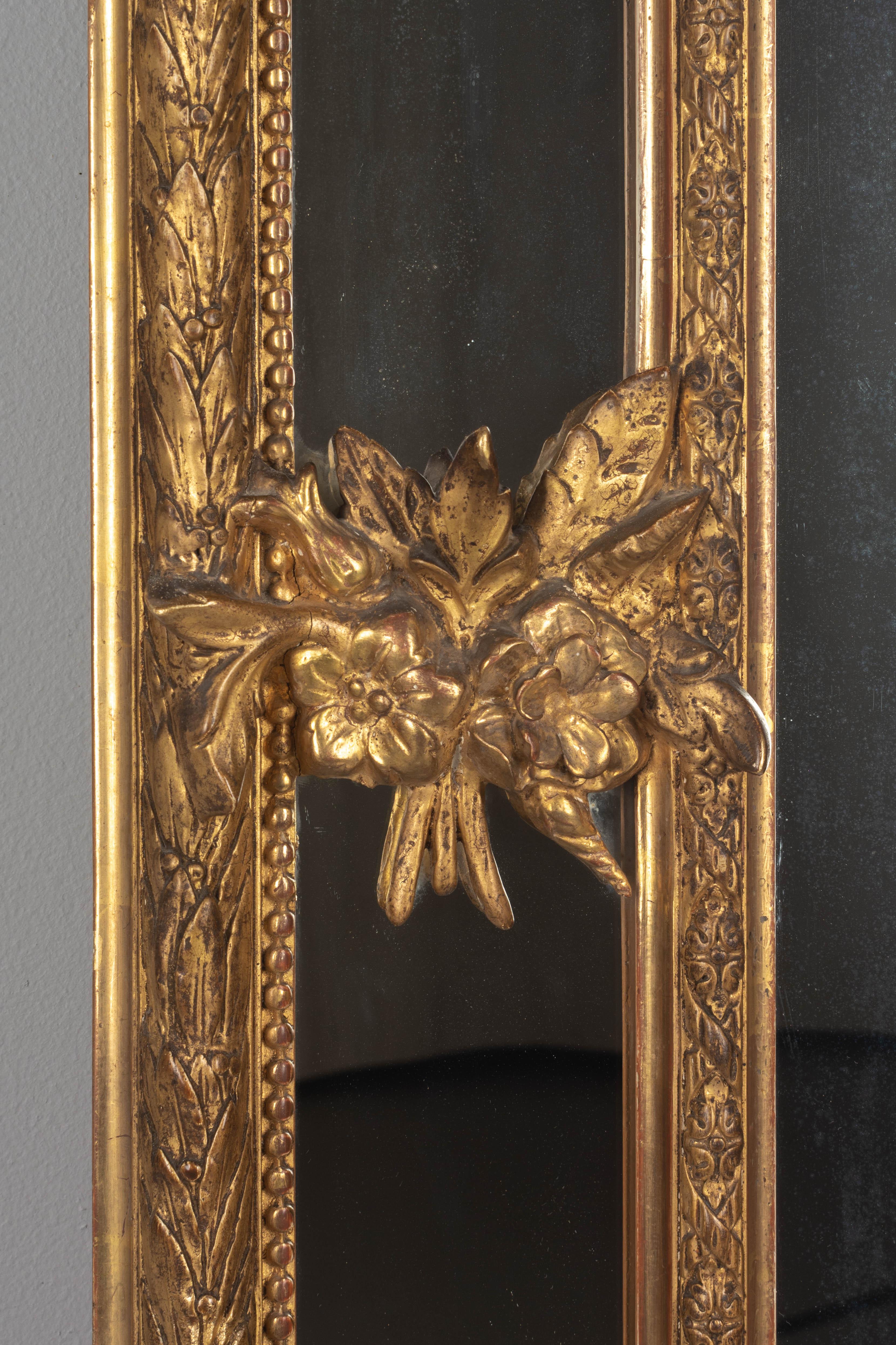 Gilt 19th Century French Louis XV Style Gilded Parclose Mirror For Sale