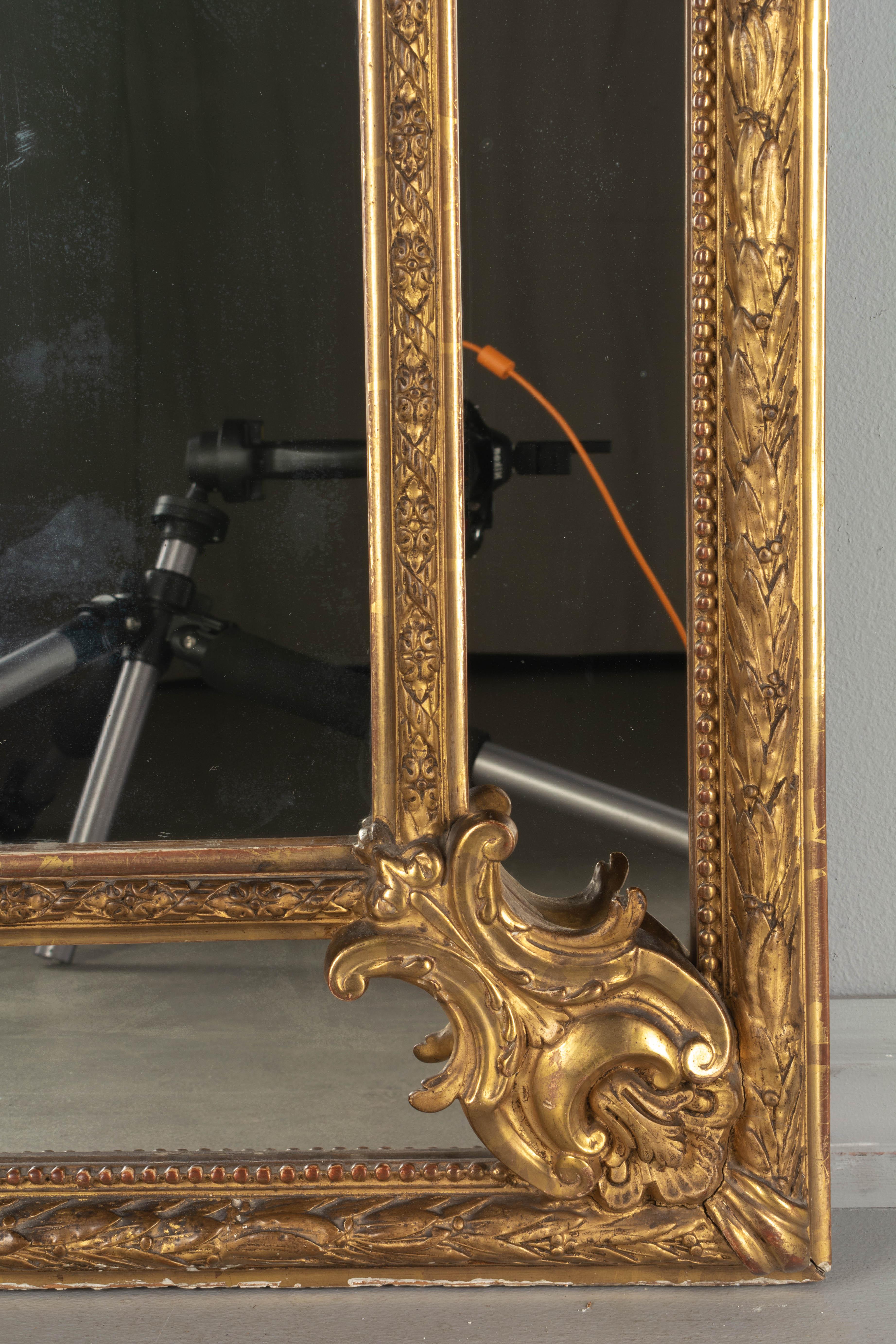 20th Century 19th Century French Louis XV Style Gilded Parclose Mirror For Sale