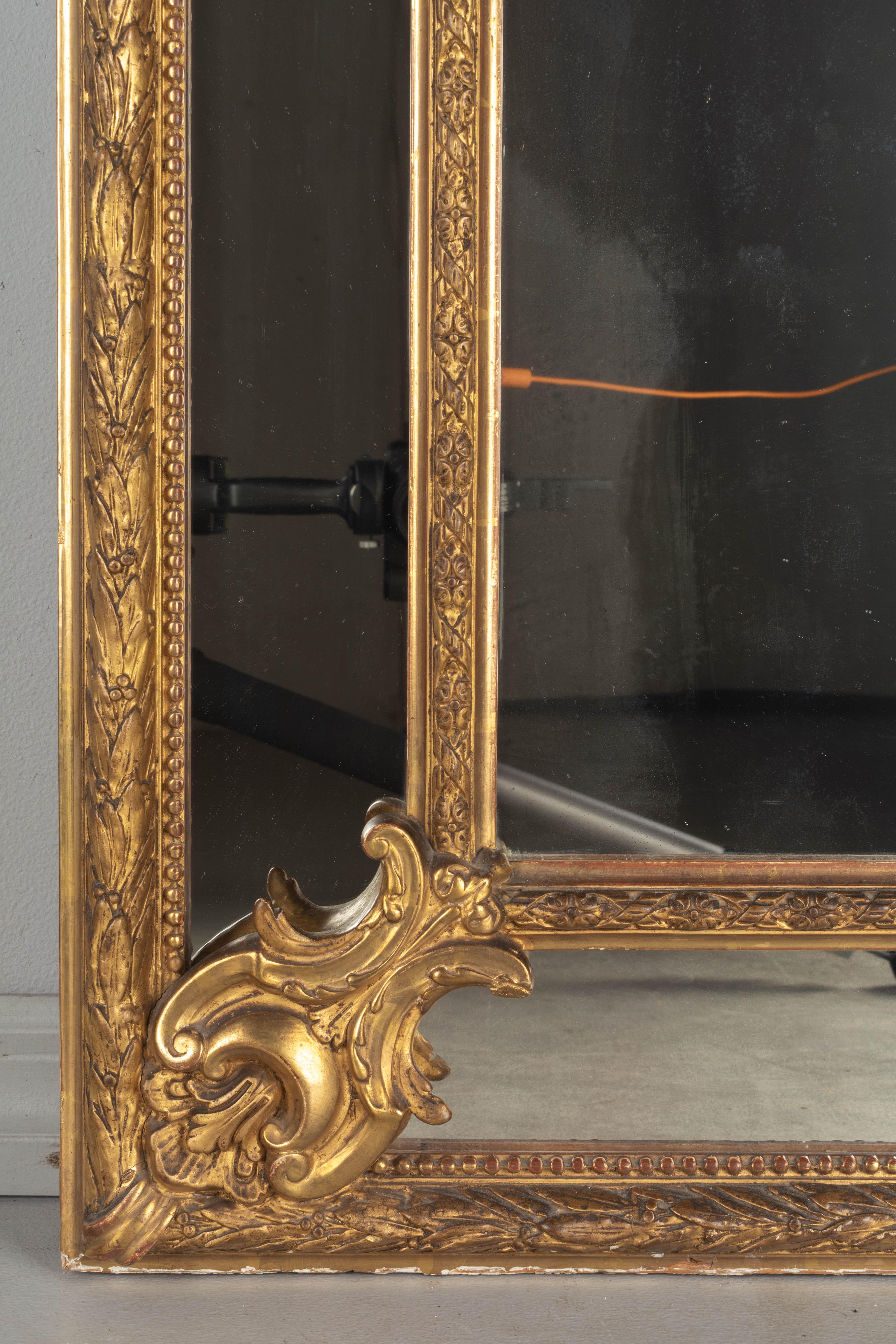 19th Century French Louis XV Style Gilded Parclose Mirror For Sale 1