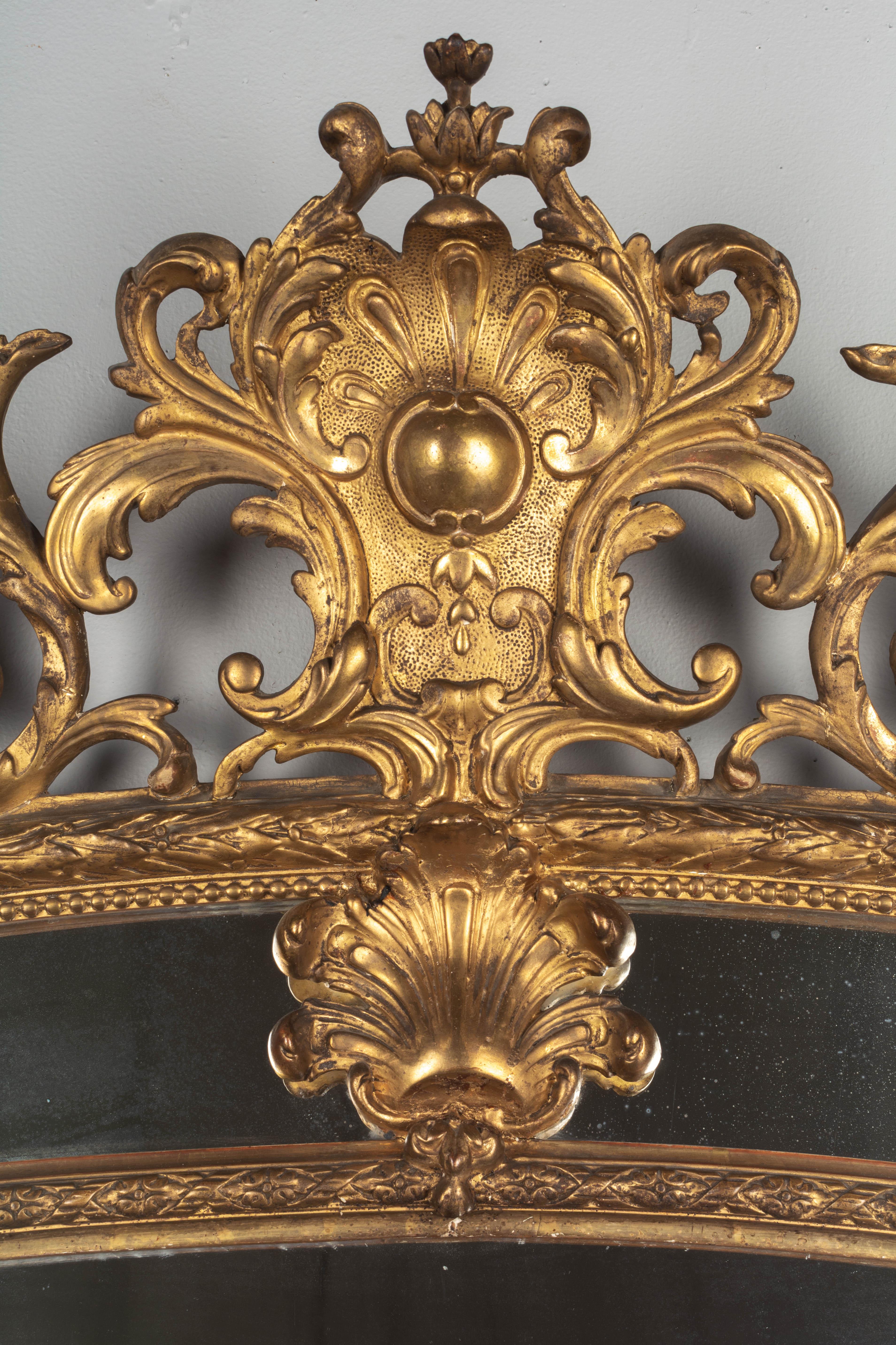 19th Century French Louis XV Style Gilded Parclose Mirror For Sale 2