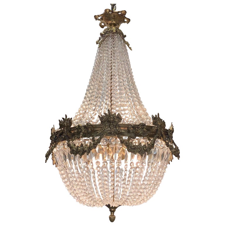 19th Century French Louis XV Style Gilt Bronze and Crystal Chandelier ...