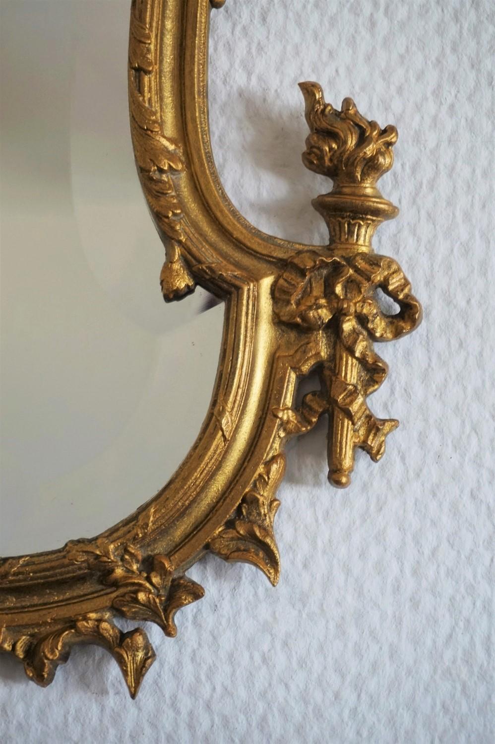 19th Century French Louis XV Style Gilt Bronze and Faceted Crystal Glass Mirror For Sale 4