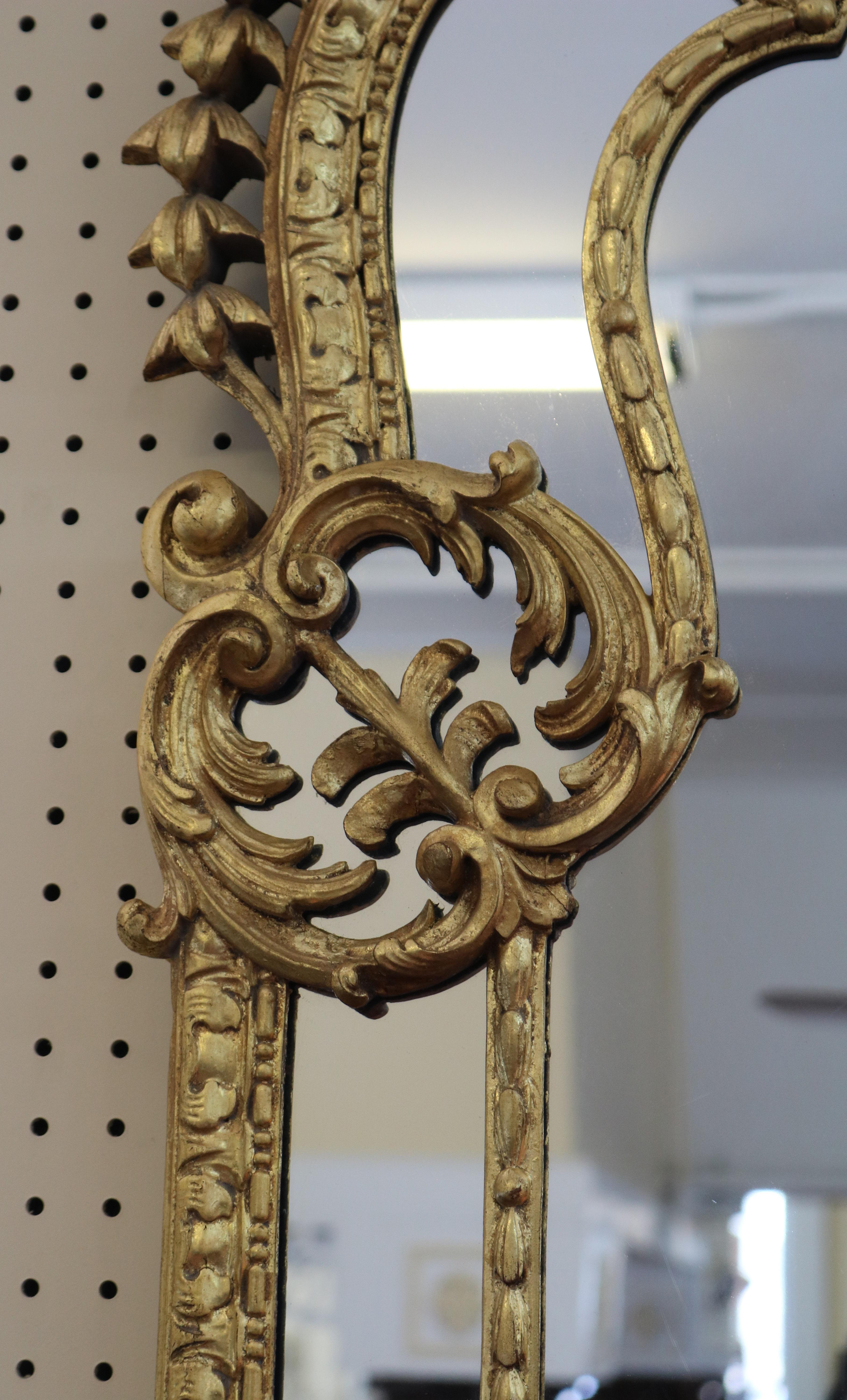 19th Century French Louis XV Style Gilt Carved Mirror  For Sale 4