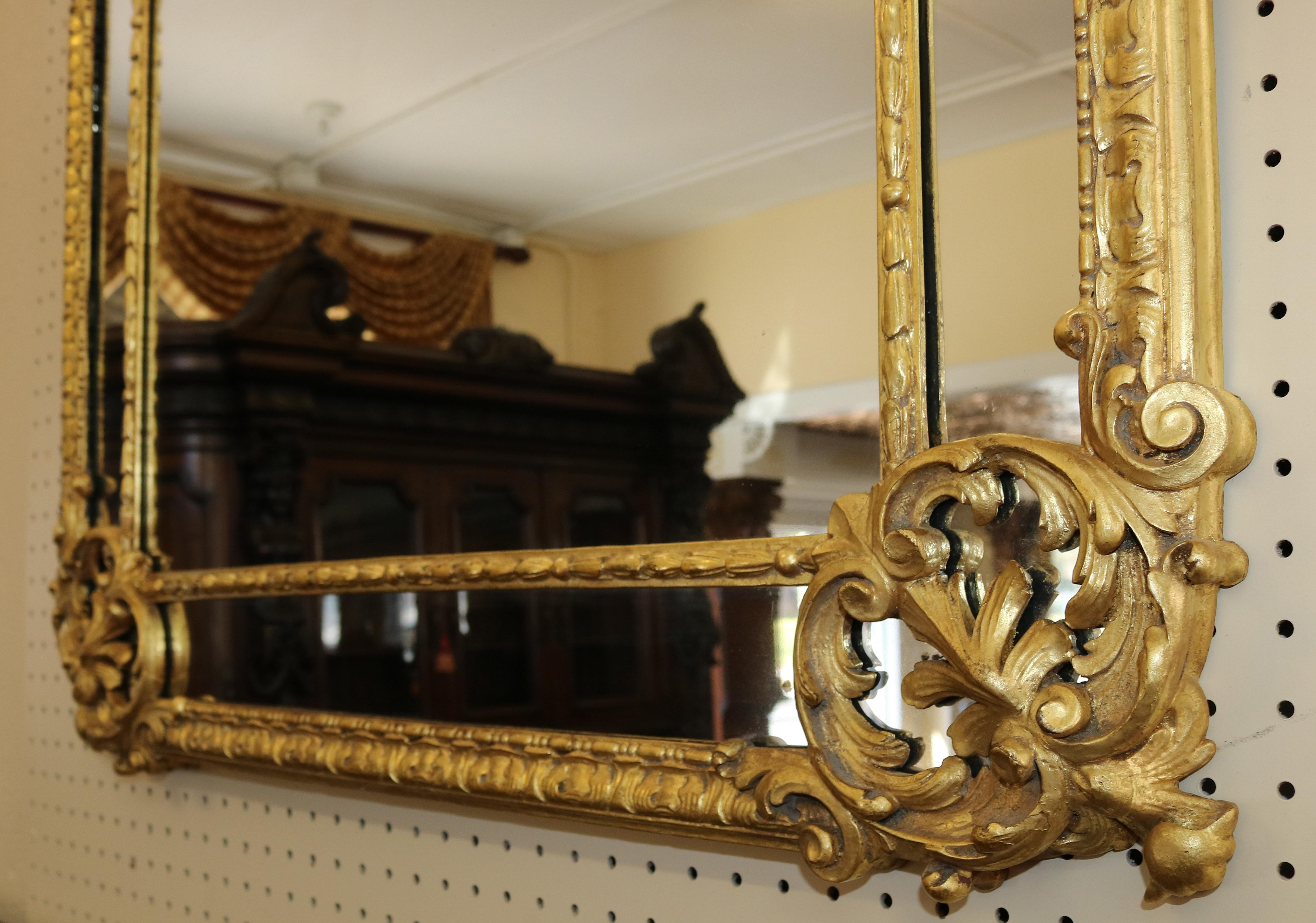 19th Century French Louis XV Style Gilt Carved Mirror  For Sale 8