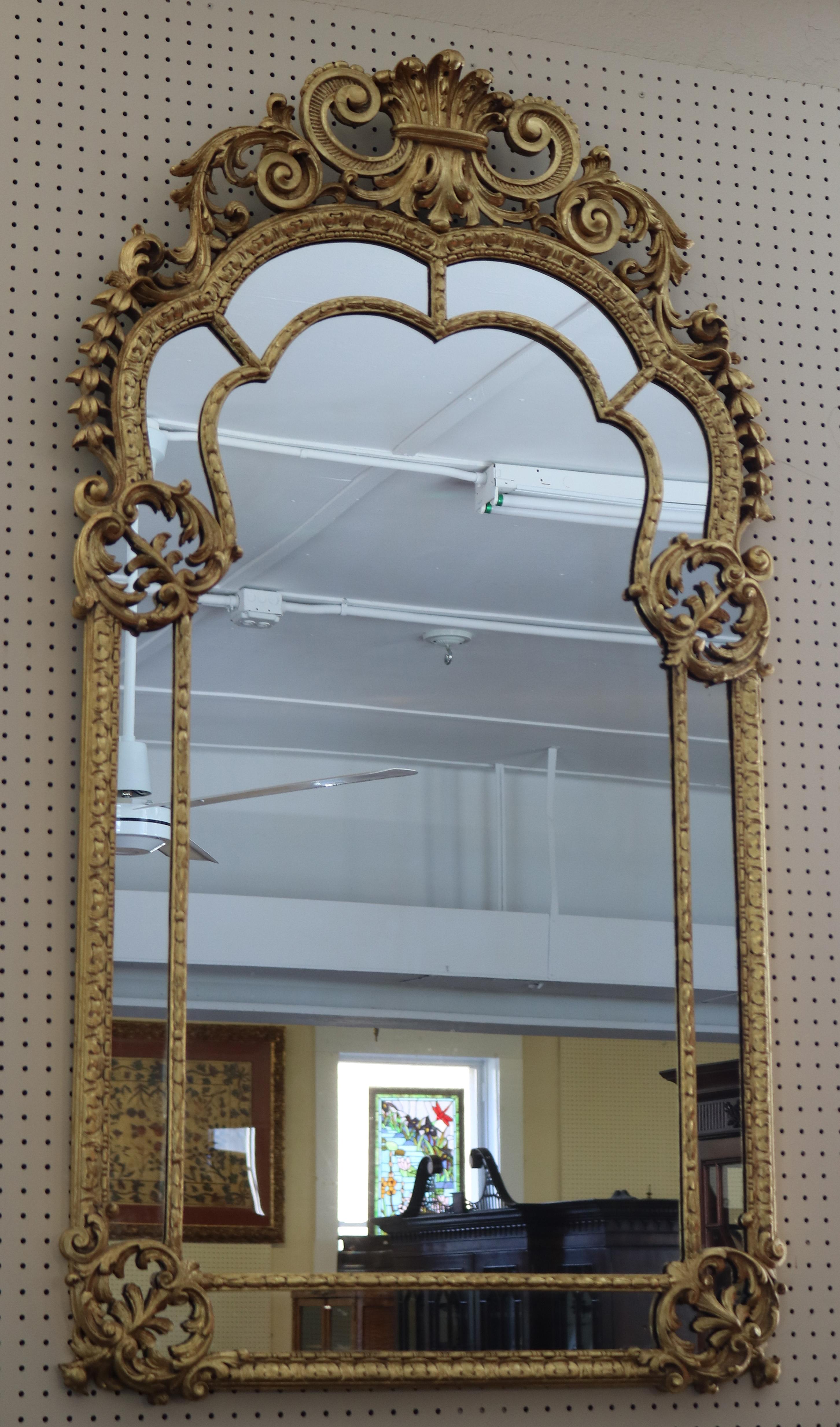 Hand-Carved 19th Century French Louis XV Style Gilt Carved Mirror  For Sale