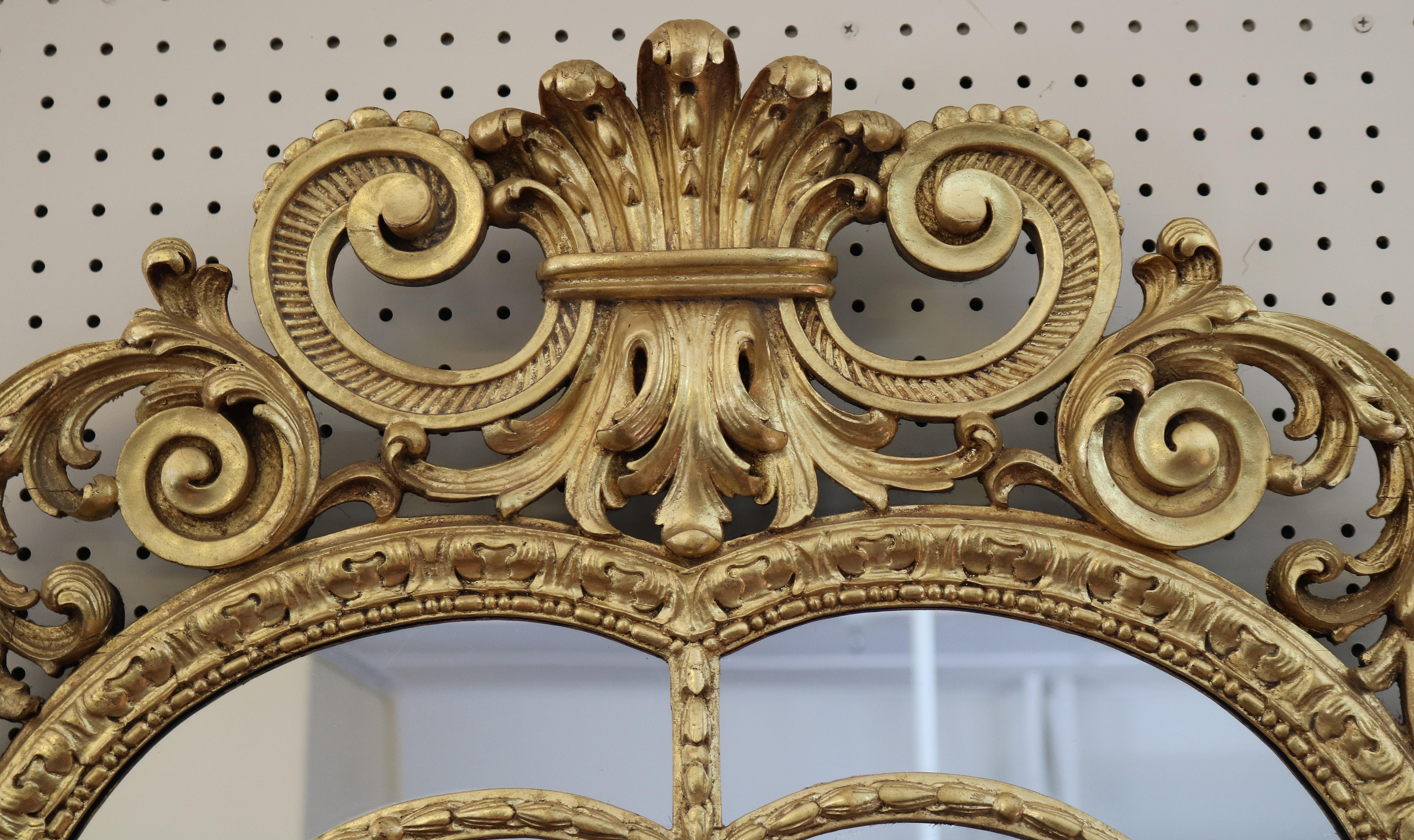 19. Jahrhundert Französisch Louis XV Stil vergoldet geschnitzt Spiegel  (Mittleres 19. Jahrhundert) im Angebot