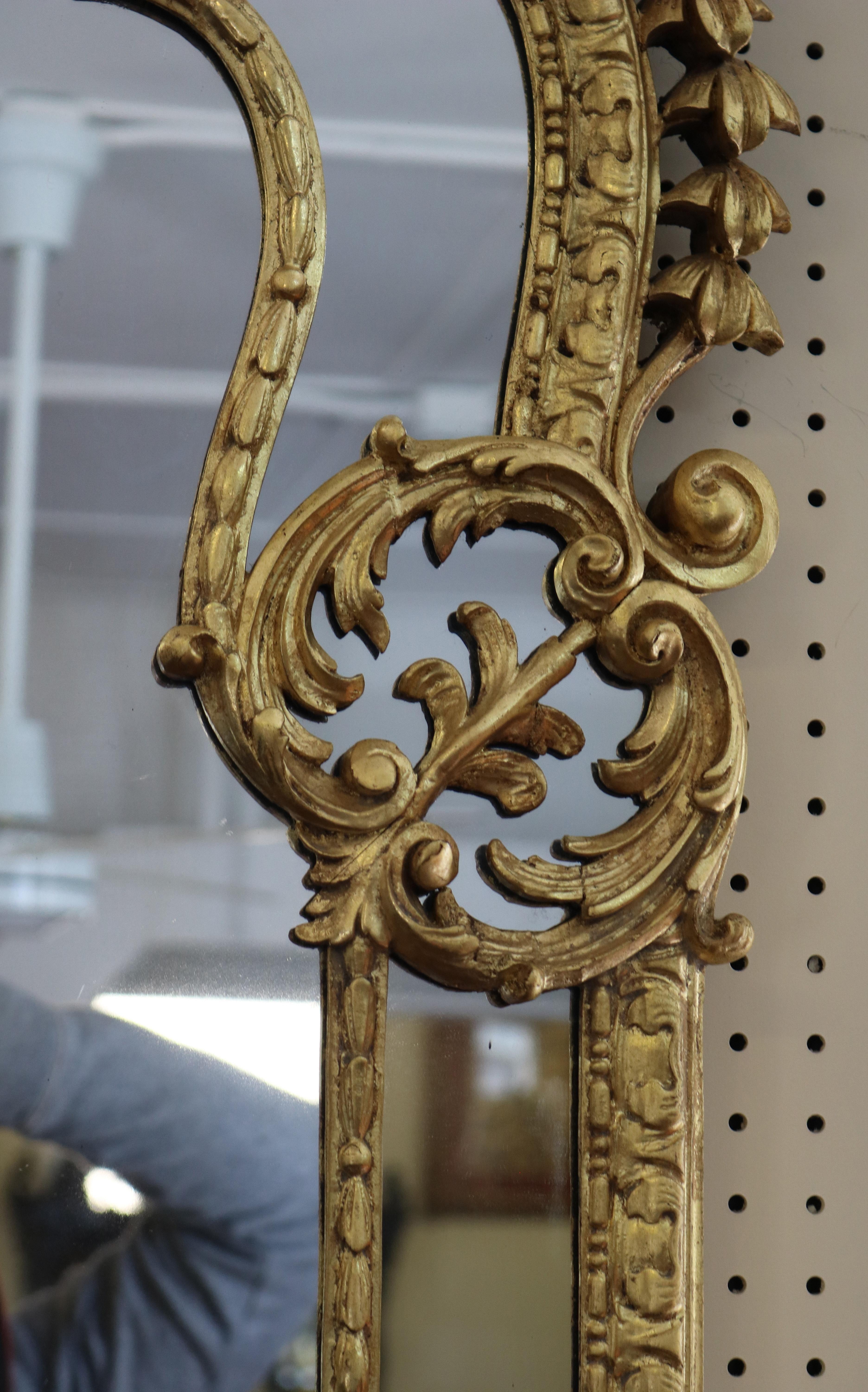 19th Century French Louis XV Style Gilt Carved Mirror  For Sale 2