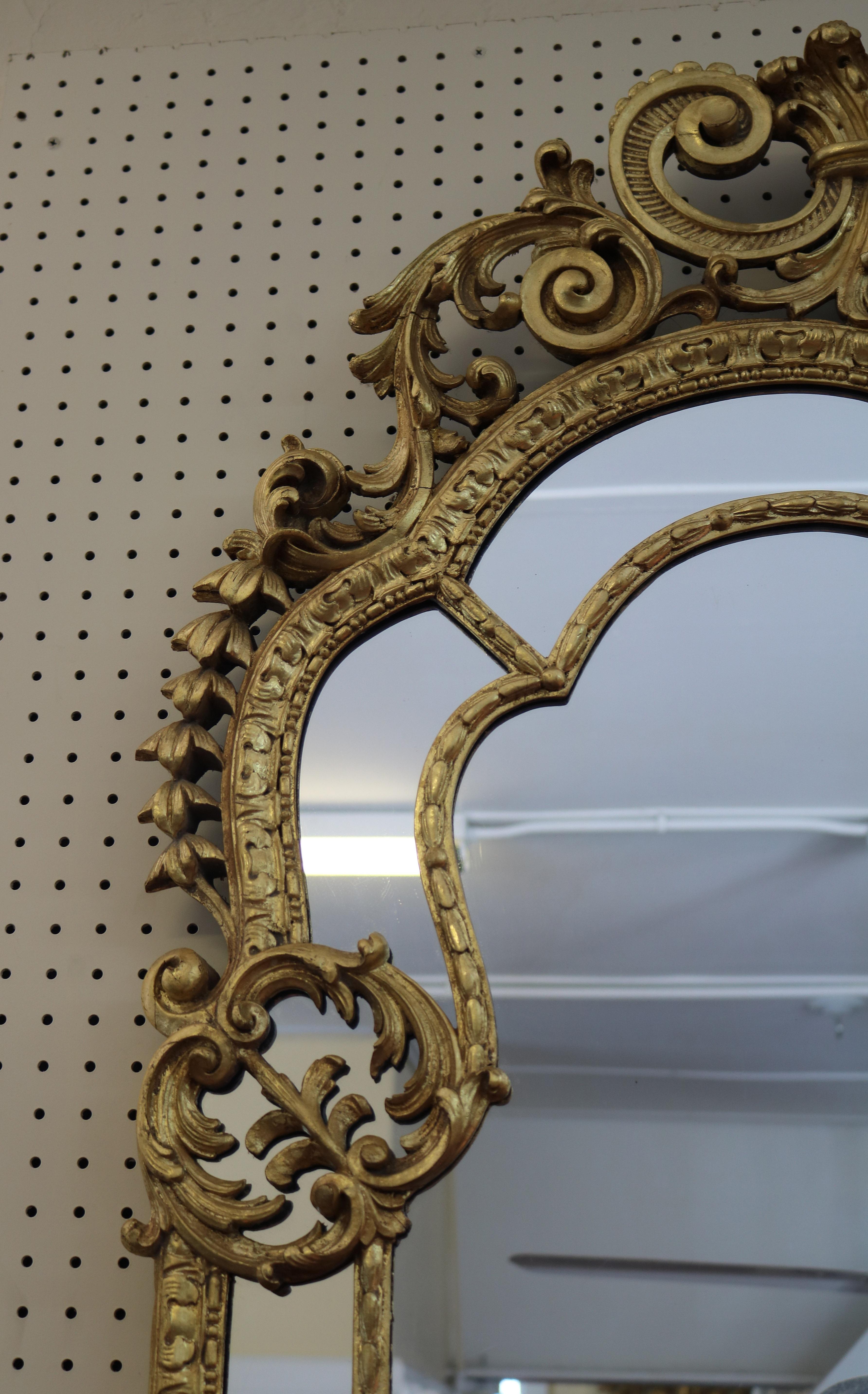 19th Century French Louis XV Style Gilt Carved Mirror  For Sale 3