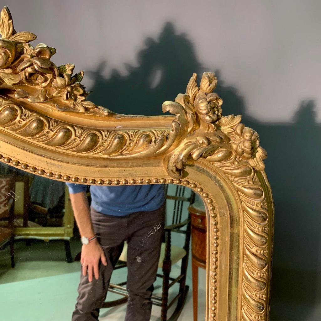 19th Century French Louis XV Style Gilt Overmantle Mirror with Original Glass 3