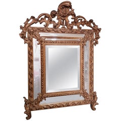 Antique 19th Century French Louis XV Style Gilt Plaster Mirror