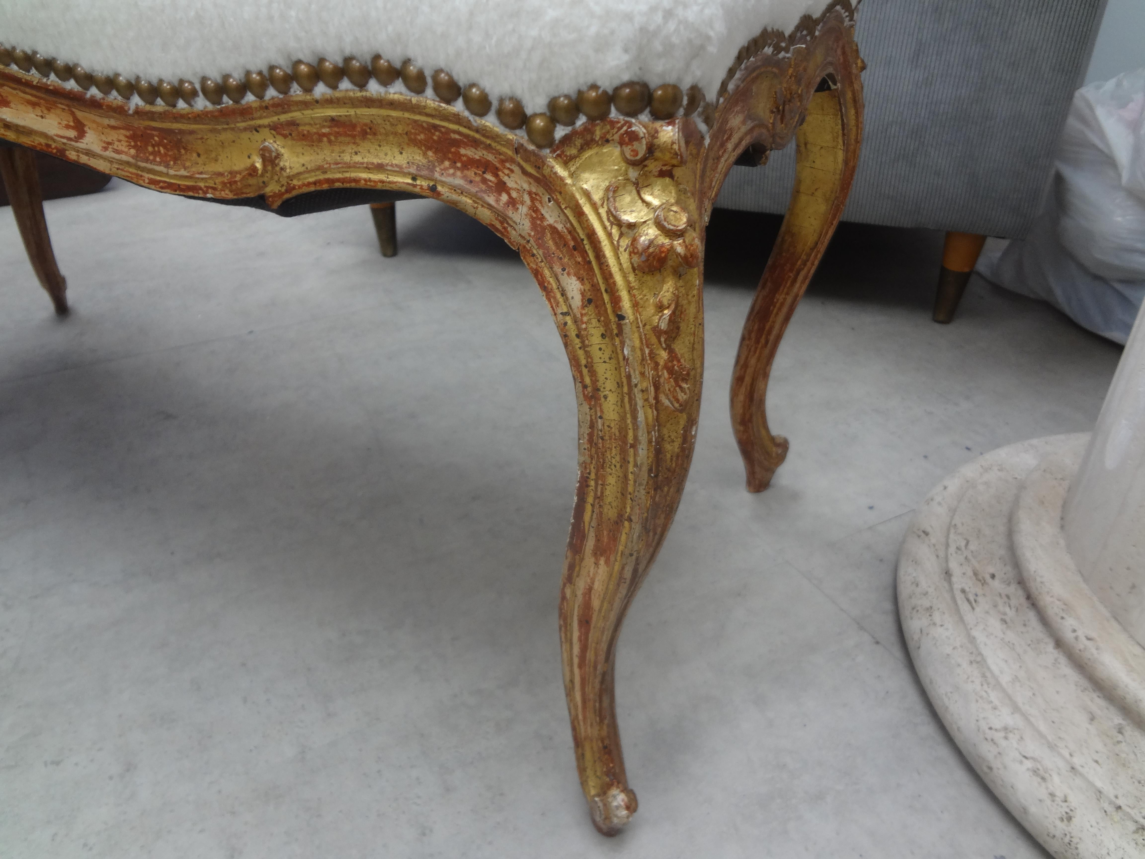 19th Century French Louis XV Style Giltwood Bench For Sale 2
