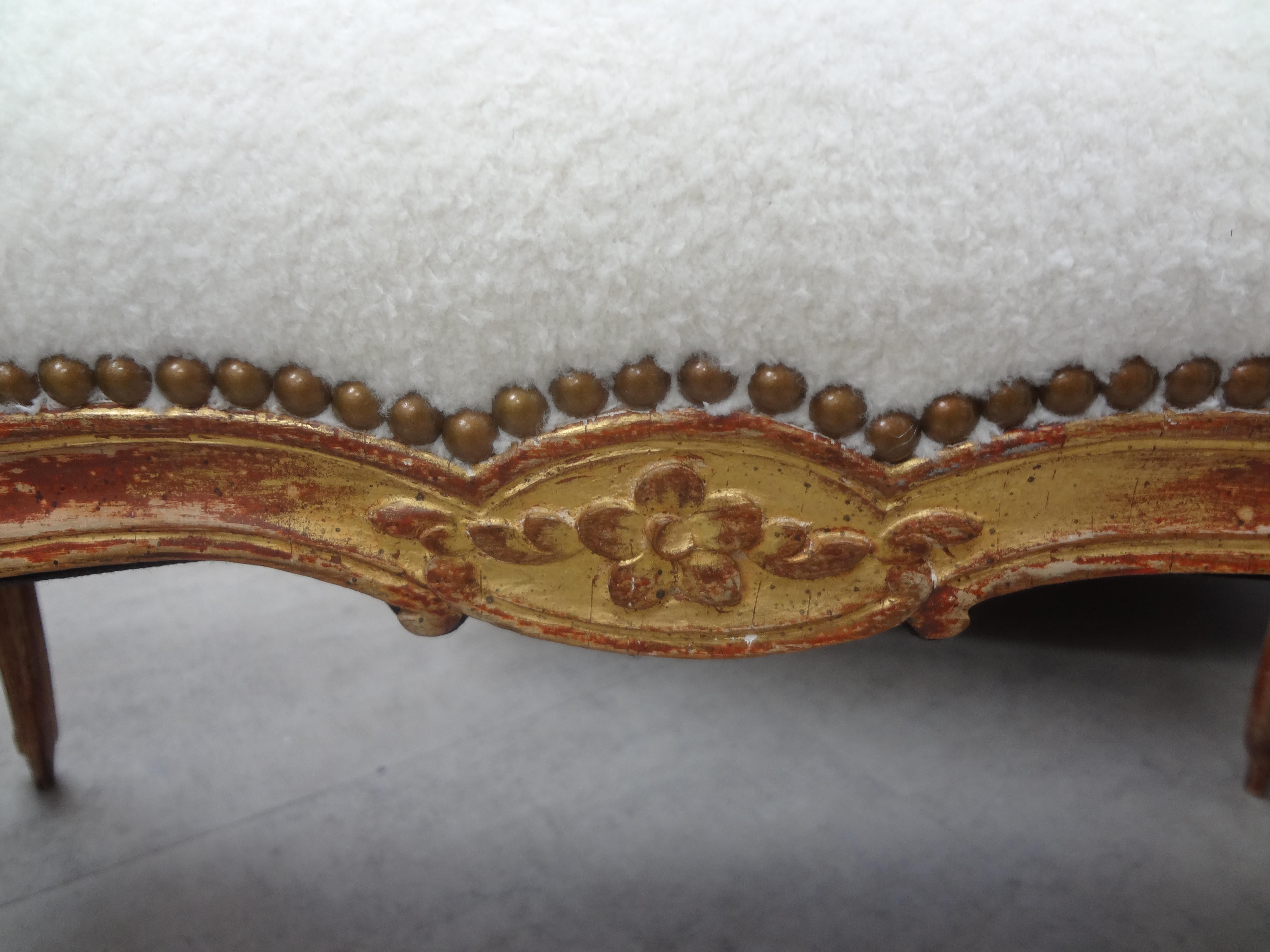 19th Century French Louis XV Style Giltwood Bench For Sale 4