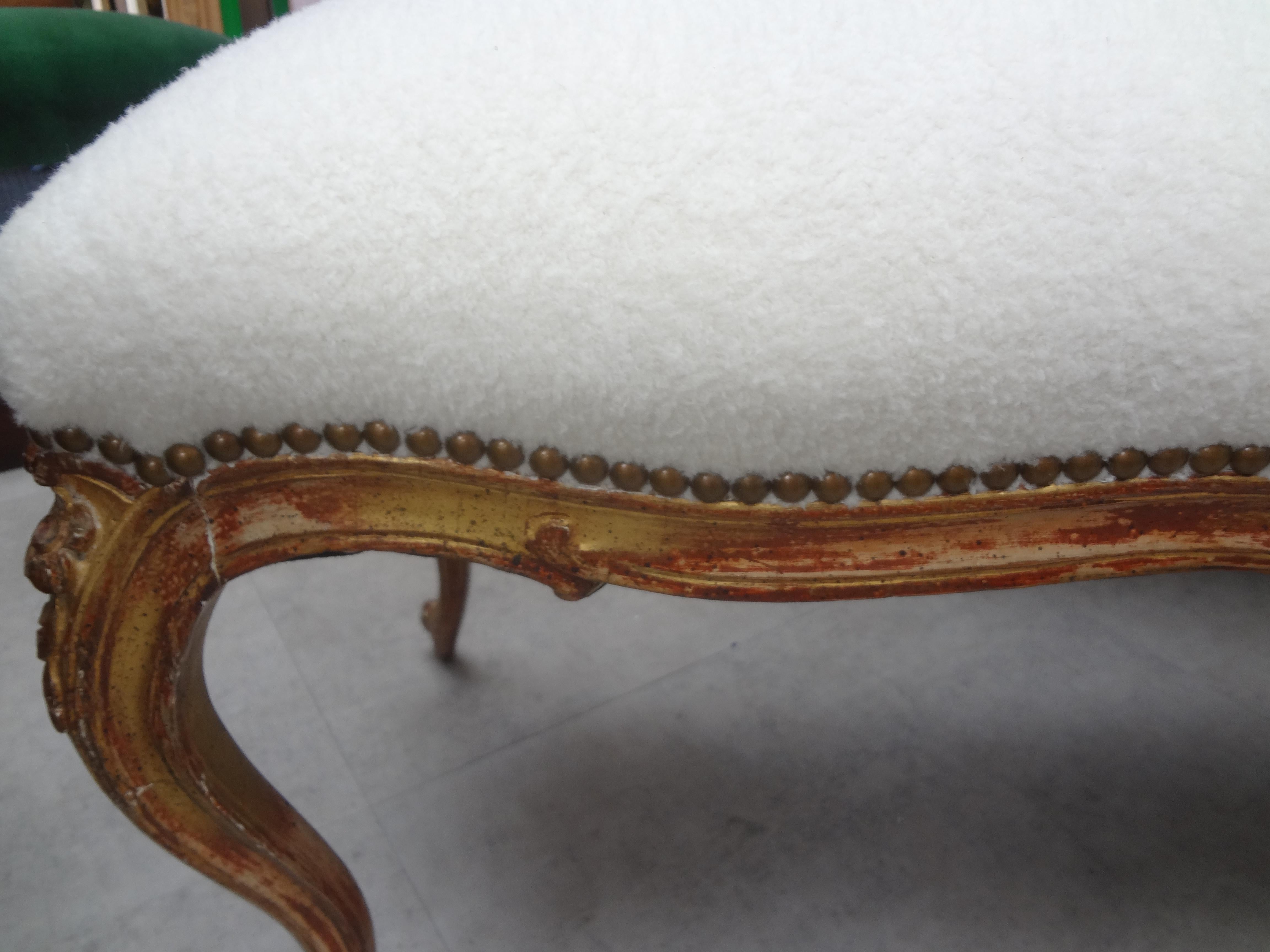 19th Century French Louis XV Style Giltwood Bench For Sale 5