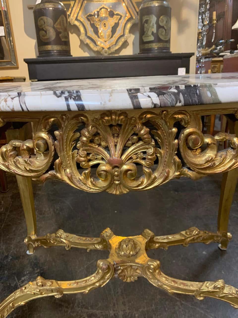 19th Century French Louis XV Style Giltwood Center Table 2