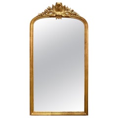 Antique 19th Century French Louis XV Style Giltwood Floor Mirror