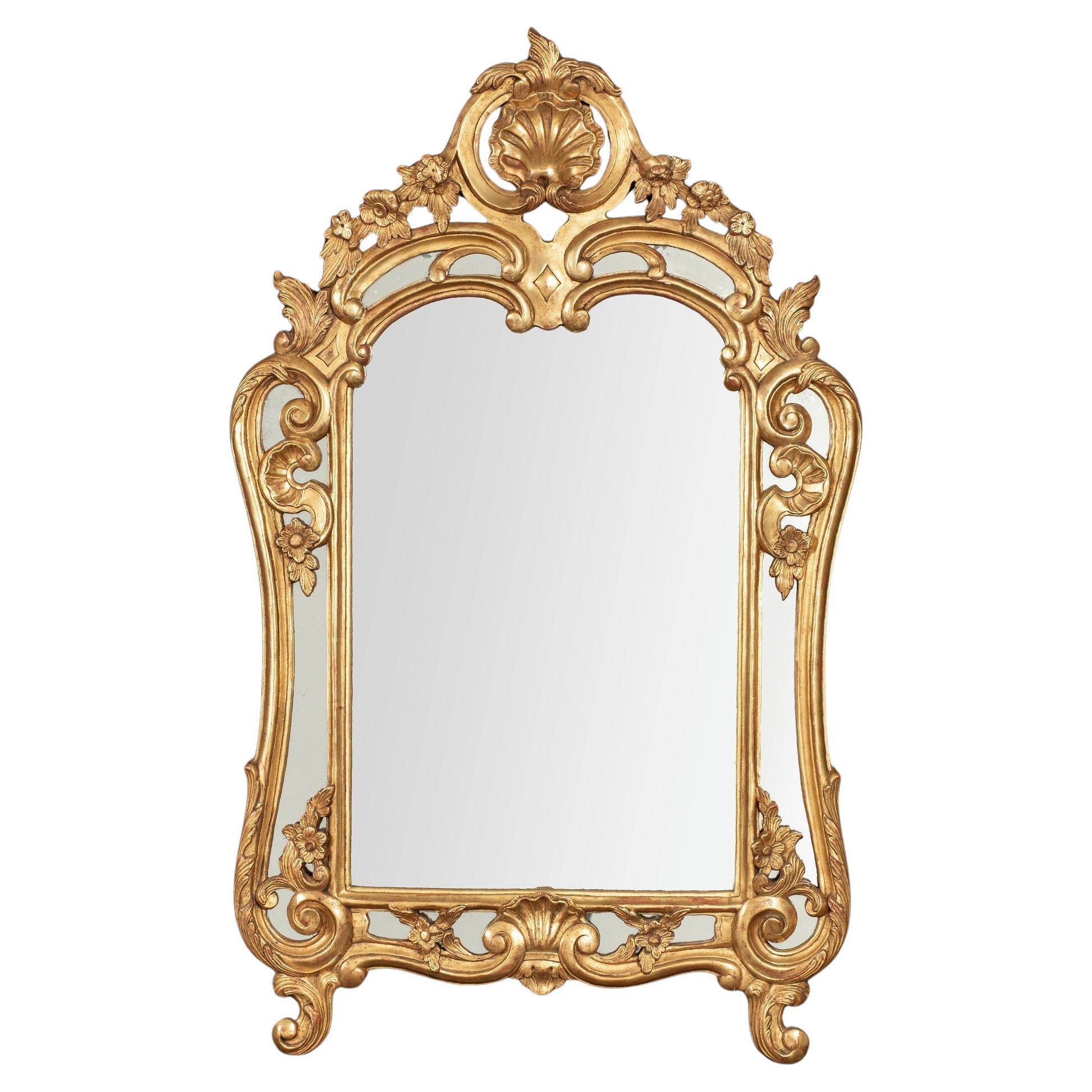 19th Century French Louis XV Style Giltwood Mirror