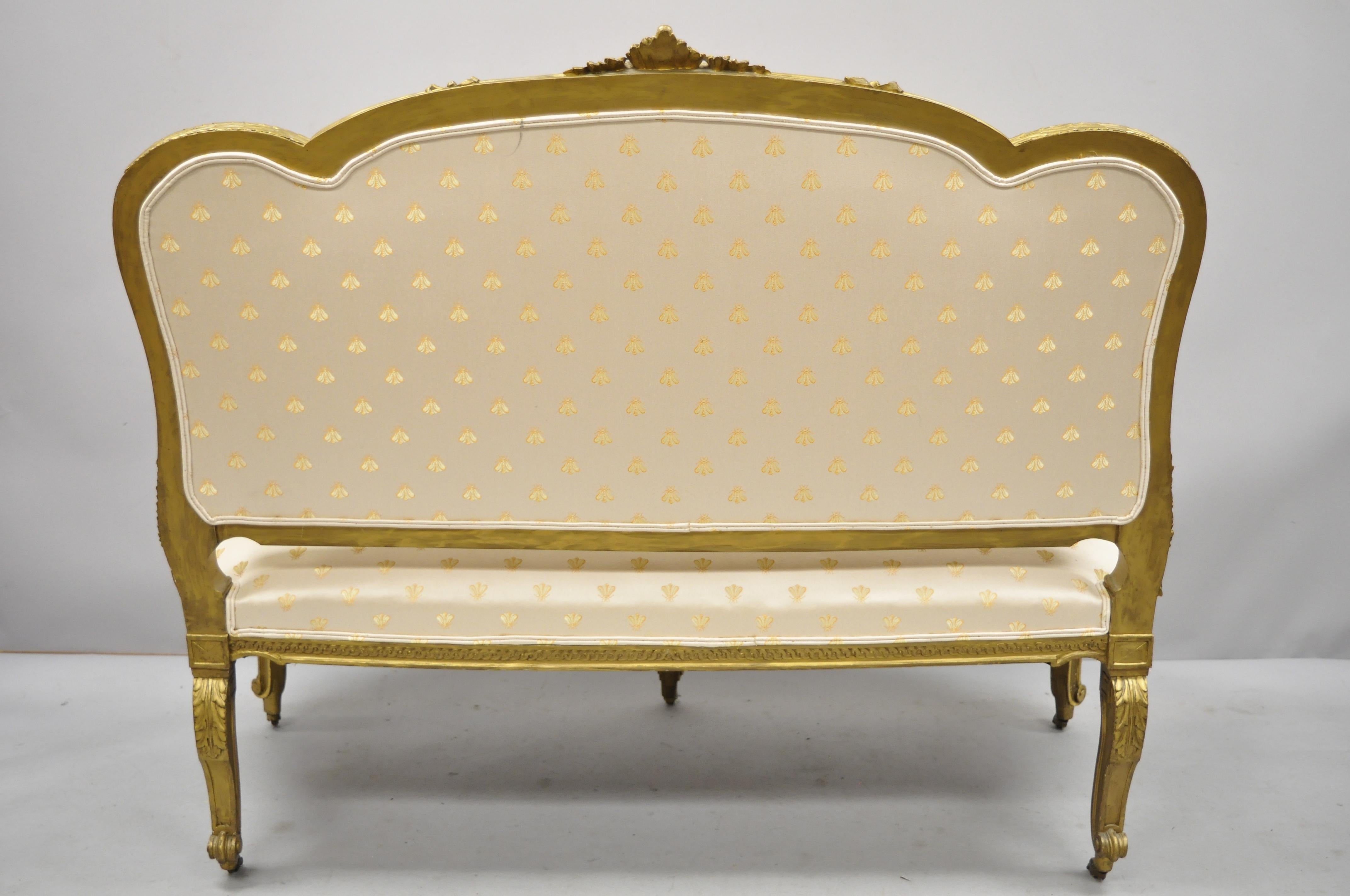 19th Century French Louis XV Style Gold Giltwood 3-Piece Parlor Salon Suite For Sale 5