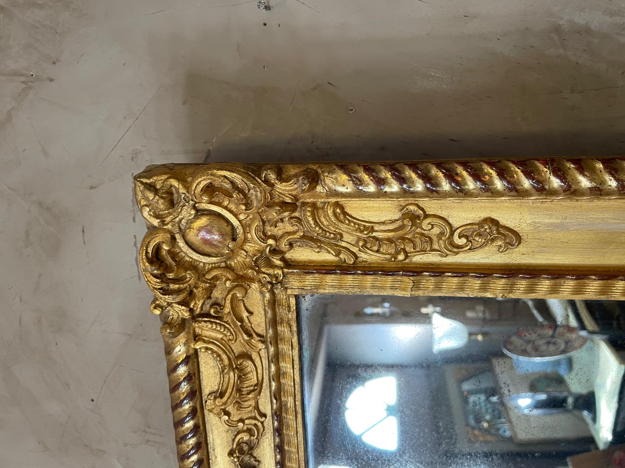 19th Century French Louis XV Style Golden Stuc and Wood Mirror 1