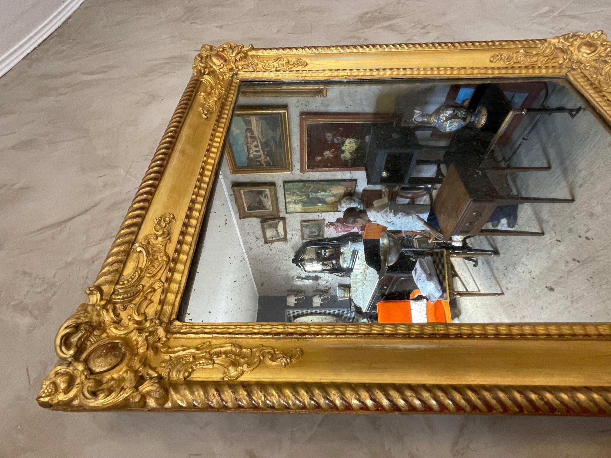 19th Century French Louis XV Style Golden Stuc and Wood Mirror 3