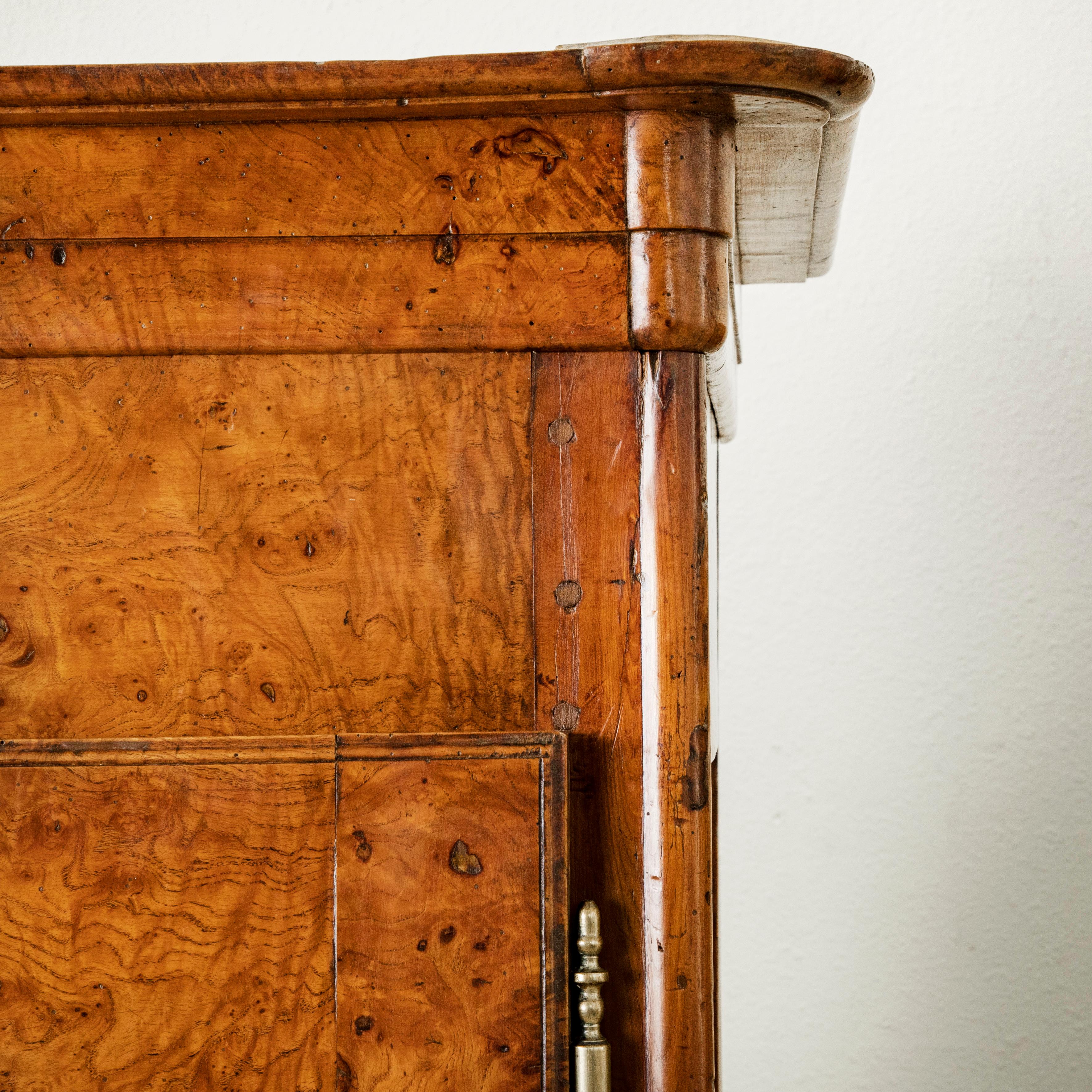 19th Century French Louis XV Style Hand Carved Burl Elm Armoire or Wardrobe For Sale 13