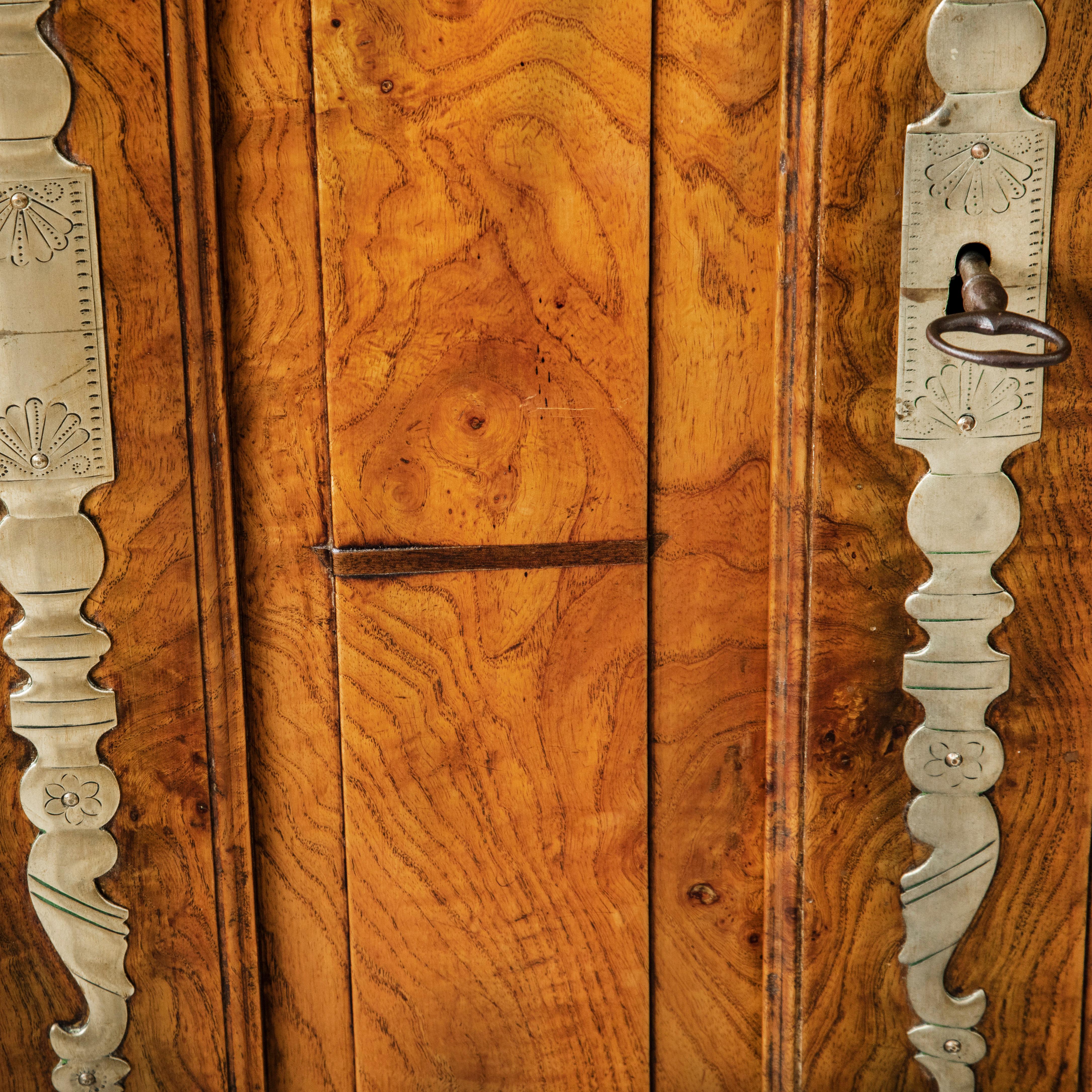 19th Century French Louis XV Style Hand Carved Burl Elm Armoire or Wardrobe For Sale 15