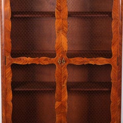 19th Century French Louis XV Style Inlaid Bookcase Bibliotheque Cabinet