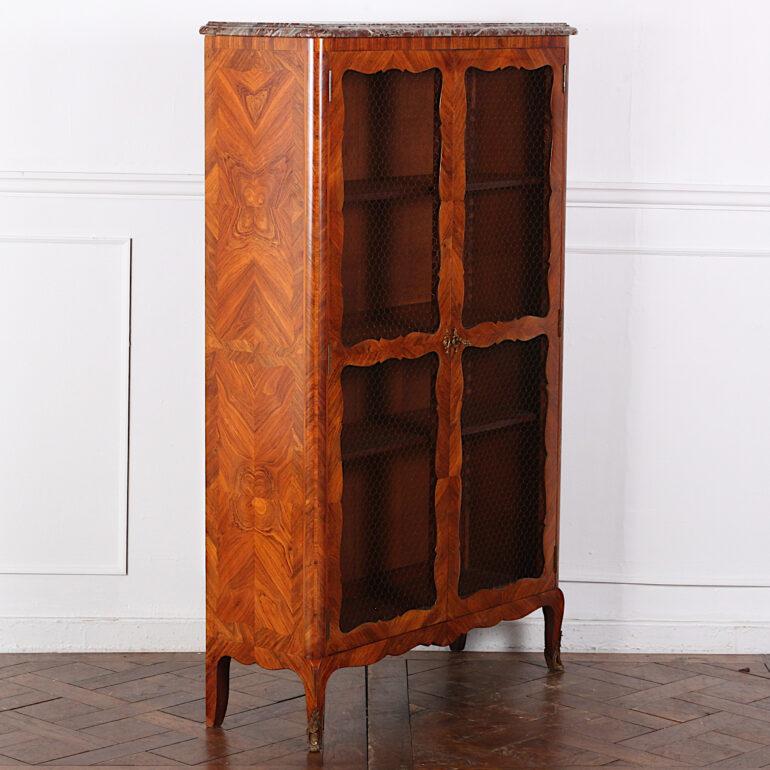 19th Century French Louis XV Style Inlaid Bookcase Bibliotheque Cabinet In Good Condition In Vancouver, British Columbia