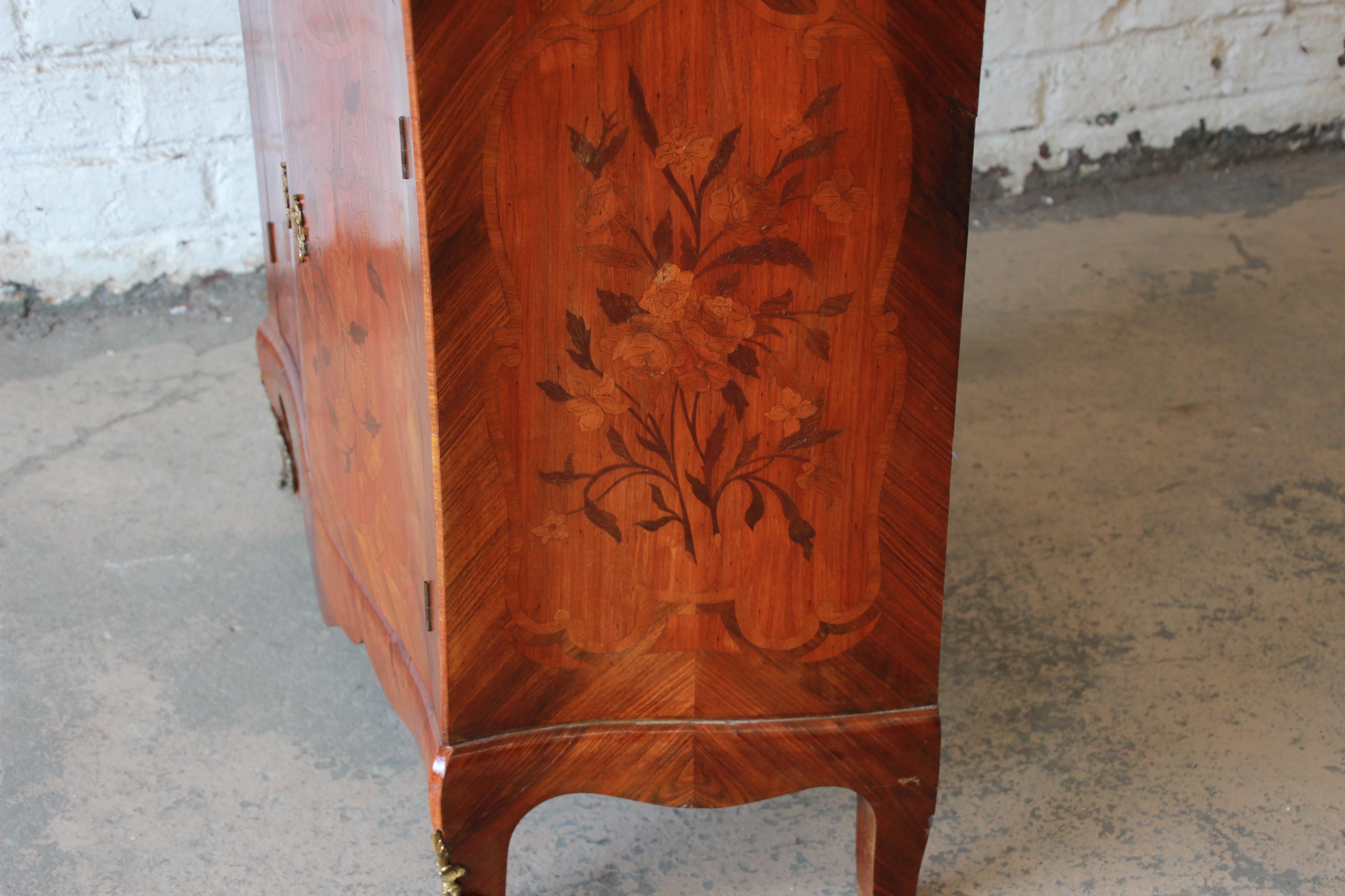 19th Century French Louis XV Style Inlaid Marble Top Abattant Secretaire 15