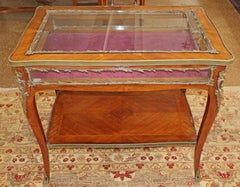 19th century French Louis XV Style Kingwood Bijouterie Jewlery Display Case