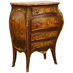 Antique 19th Century, French Louis XV Style Lacquered Wood Chest of Drawers