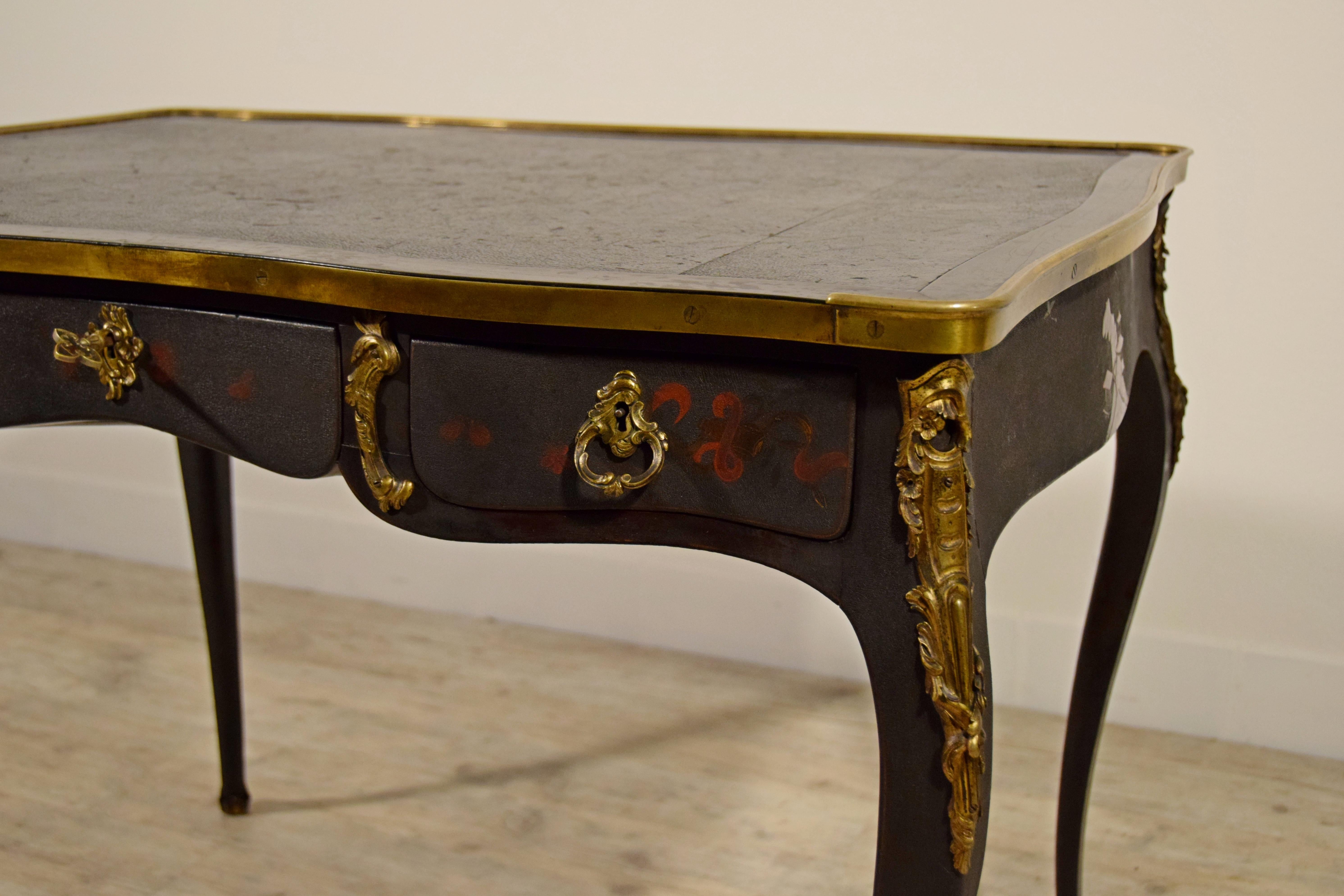 19th Century, French Louis XV Style, Lacquered Wood Desk For Sale 8